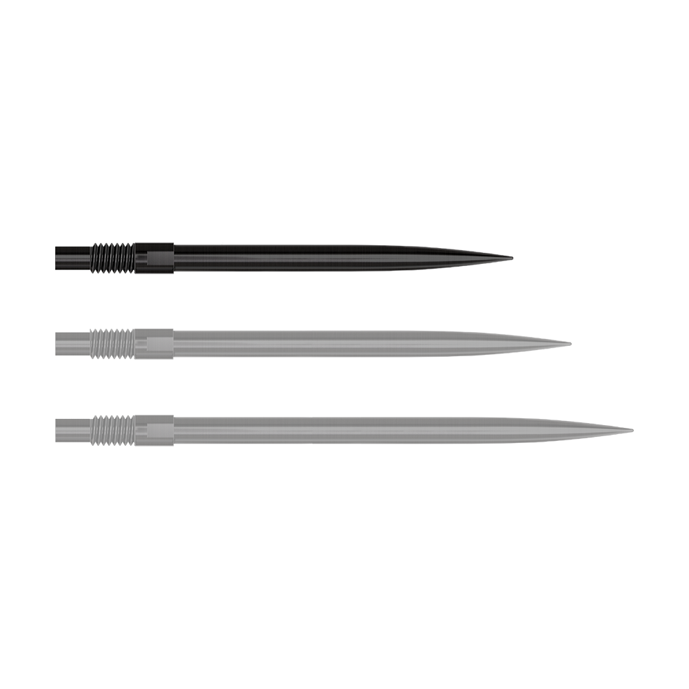 Abgebildet ist ein Produkt mit dem Dateinamen 'QP23974_Harrows_QuickPoint_Dartspitzen_Schwarz_30mm_1'. Das Bild zeigt schwarze Dartspitzen.