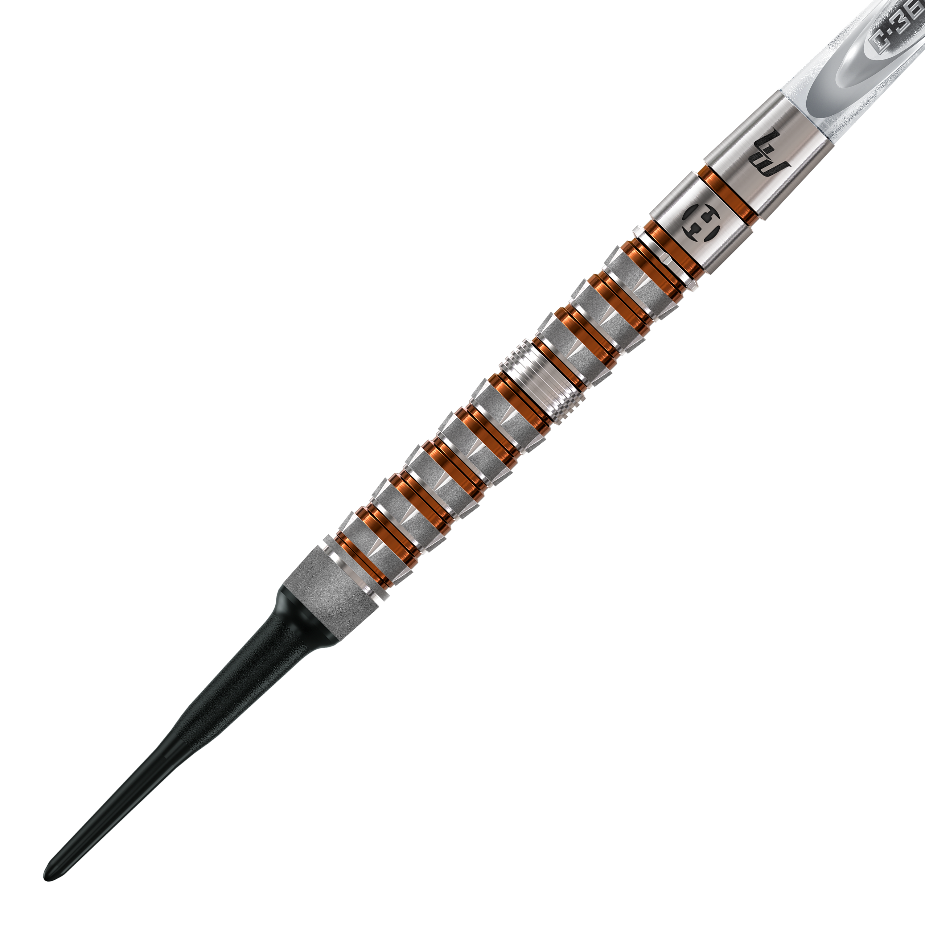 Gezeigt wird das Harrows Luke Woodhouse Series 3 Softdarts - 18g Set. Die Softdarts sind Teil der Luke Woodhouse Serie.