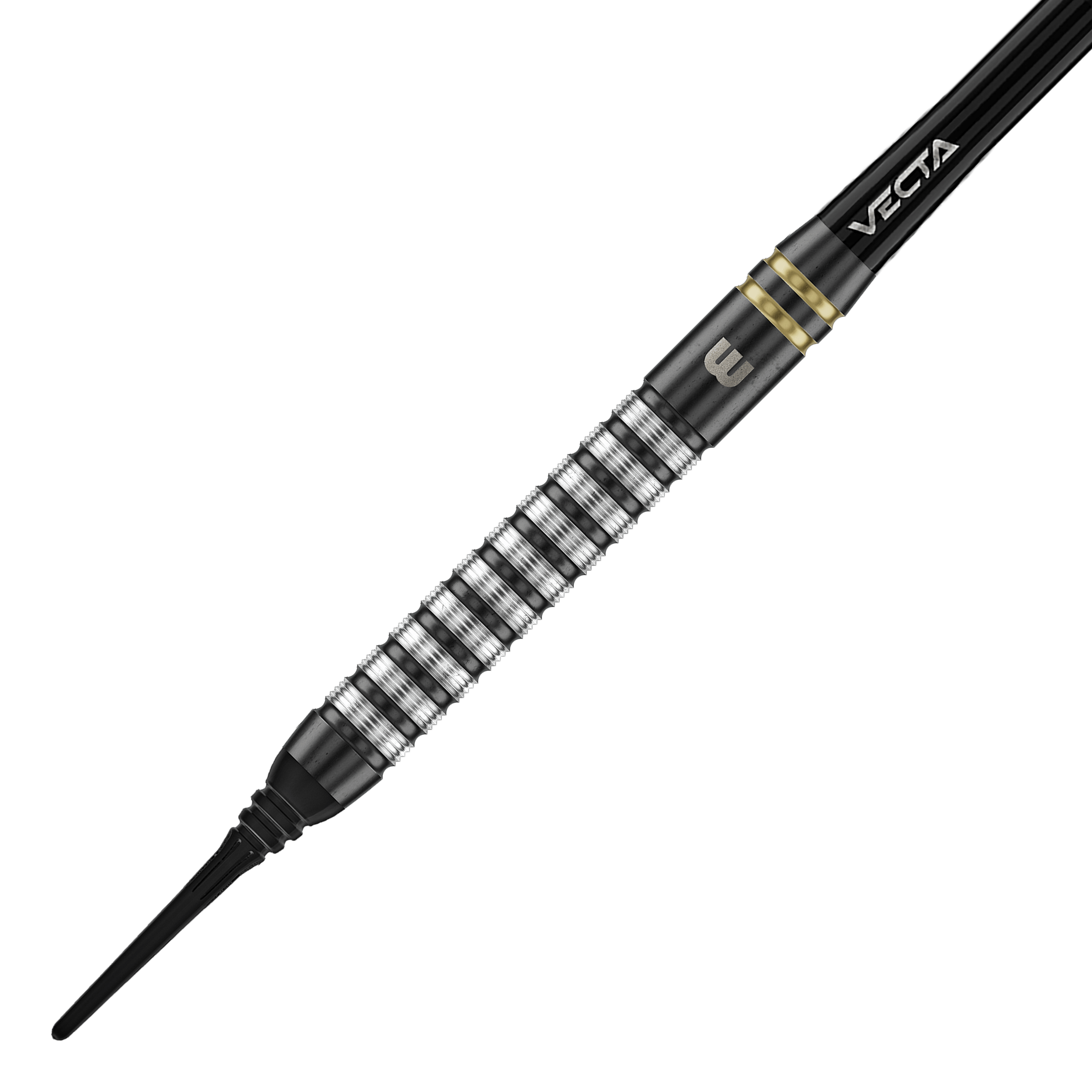 Auf dem Bild sind die Winmau Gian Van Veen TS Softdarts 18g. Die Darts sind in unterschiedlichen Perspektiven fotografiert.