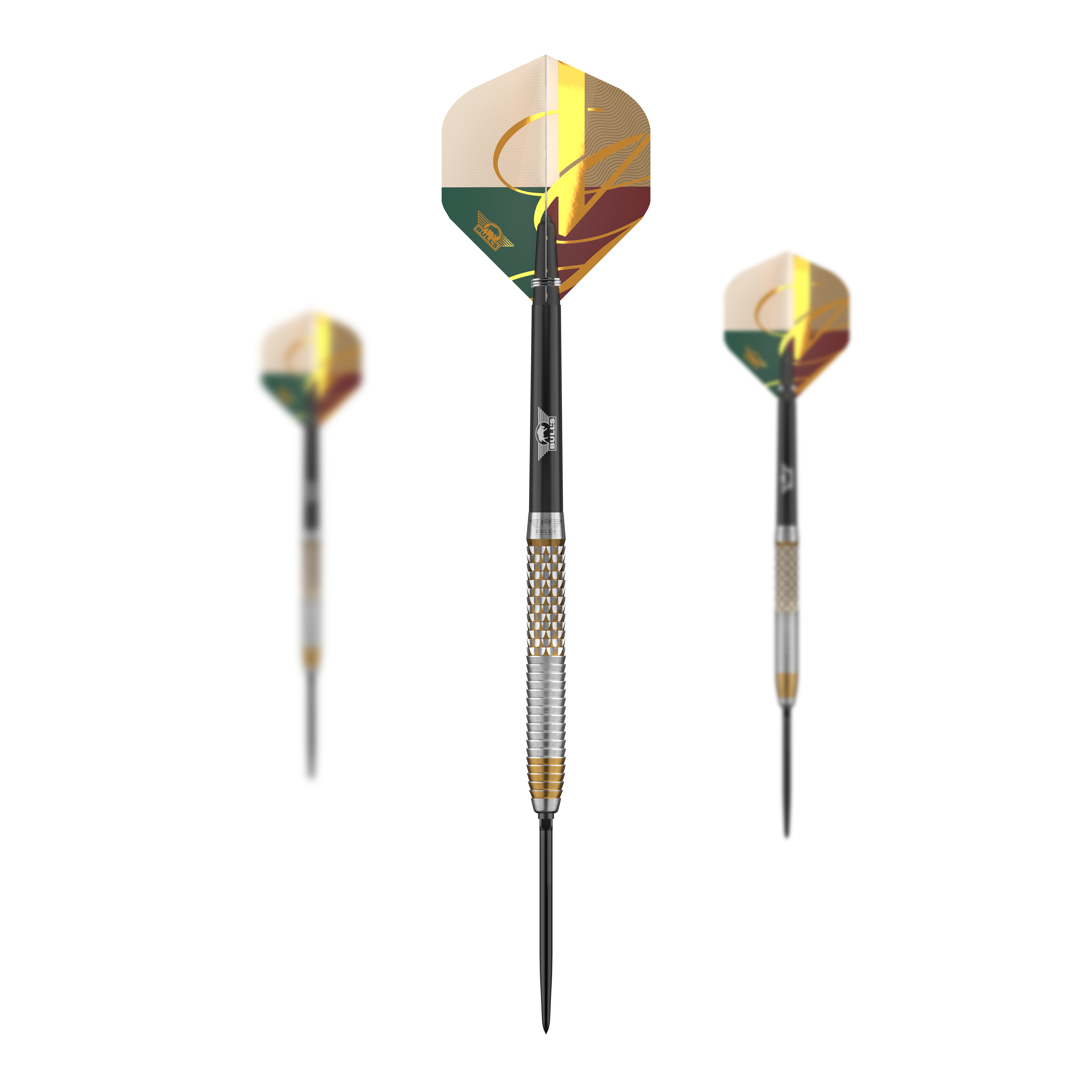 Das Foto zeigt ein Set der Bulls NL Vintago Shark Convertible Points Steeldarts. Dieses Set ist ideal für professionelle Dartspieler geeignet.