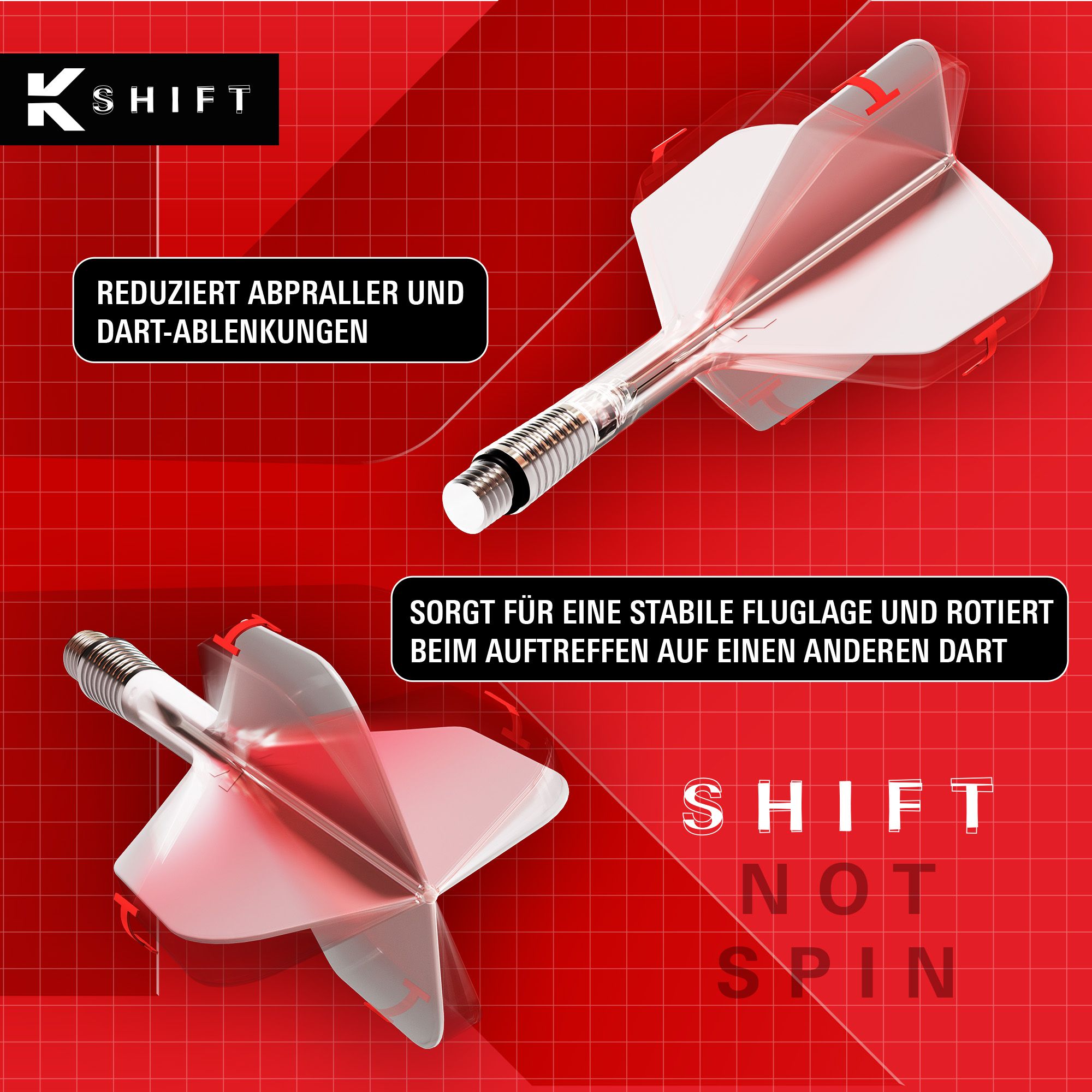 Target K-Shift No6 Flights - Black Dies ist ein Foto der Target K-Shift No6 Flights in Schwarz. Es illustriert die schwarze Farbgebung und Form der Dart Flights.