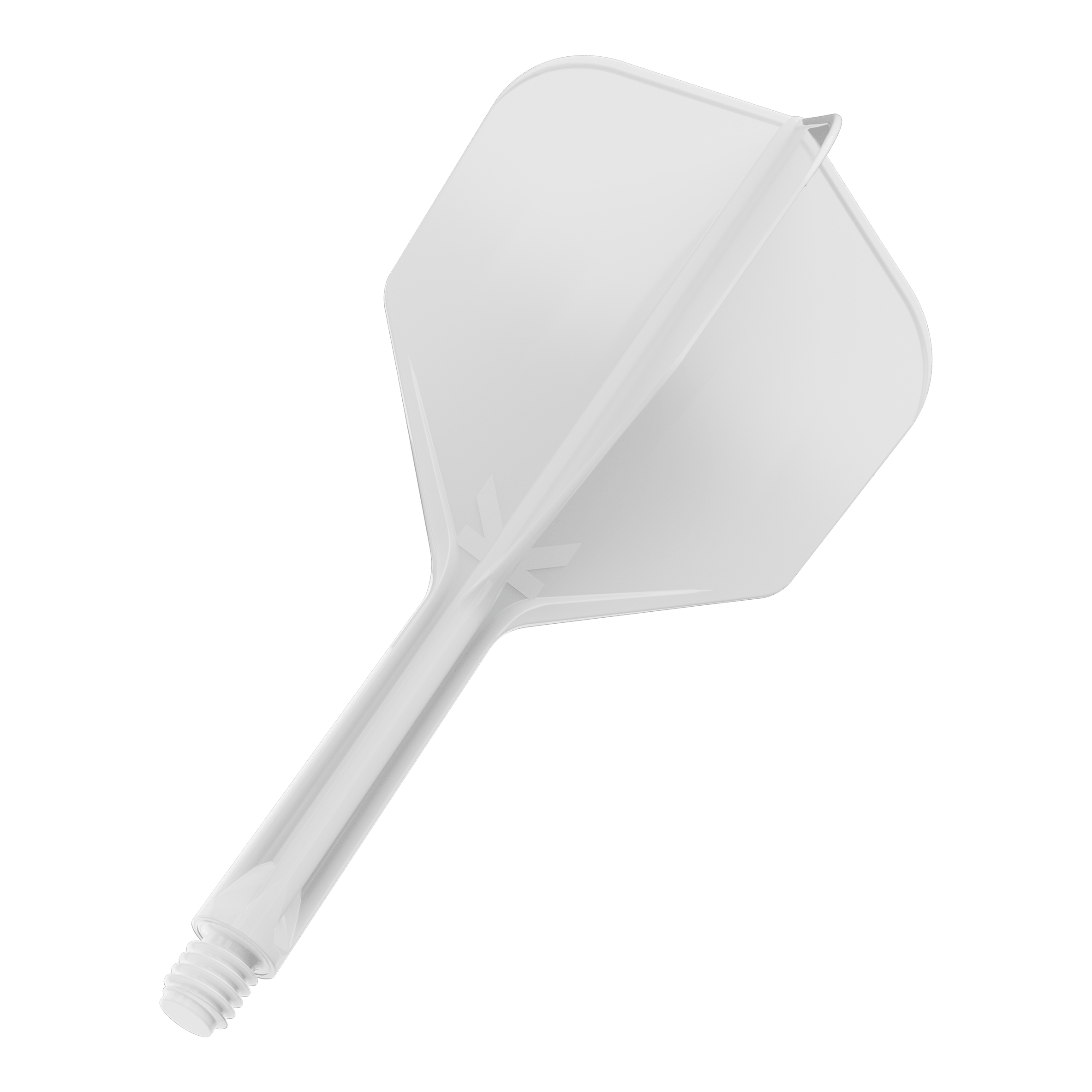 Target K-Flex No6 Flight System - White Dies ist ein weißes Dartflight-System mit integriertem Shaft. Das Produkt hat eine schlichte, transparente Optik und ist für den Einsatz im Dartsport gedacht.