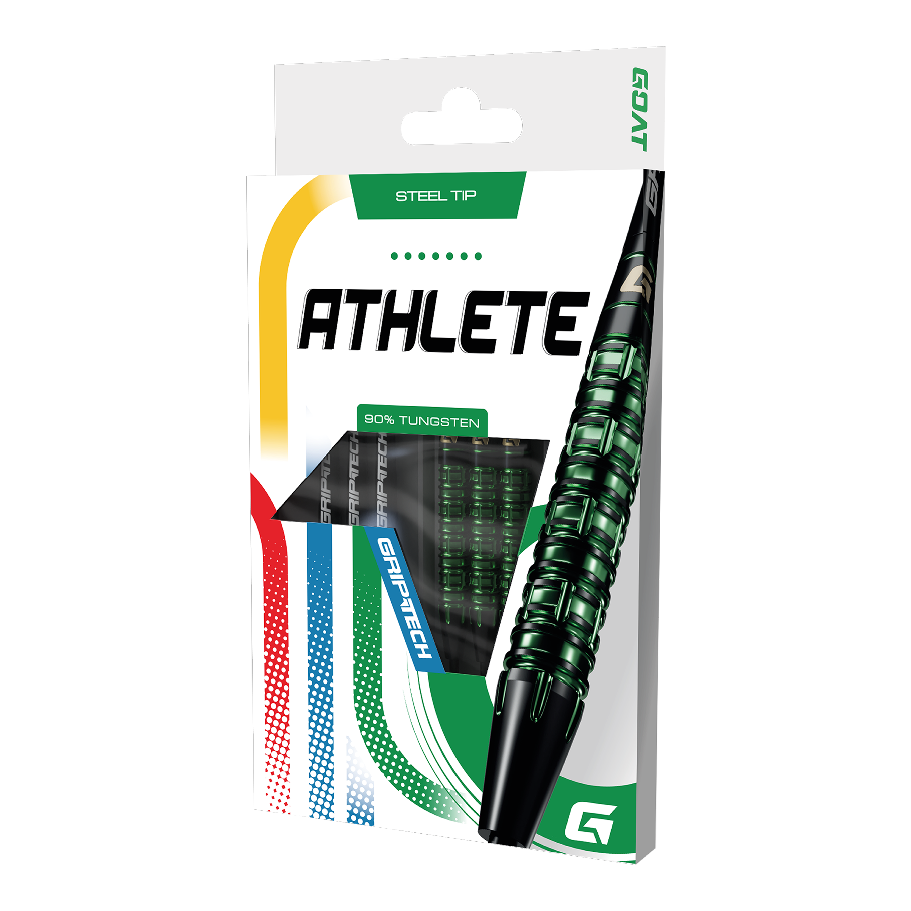 GOAT Athlete Green Tungsten Steel Darts Ein GOAT Athlete Tungsten Steeldart ist abgebildet. Er ist für professionelle Spiele geeignet.
