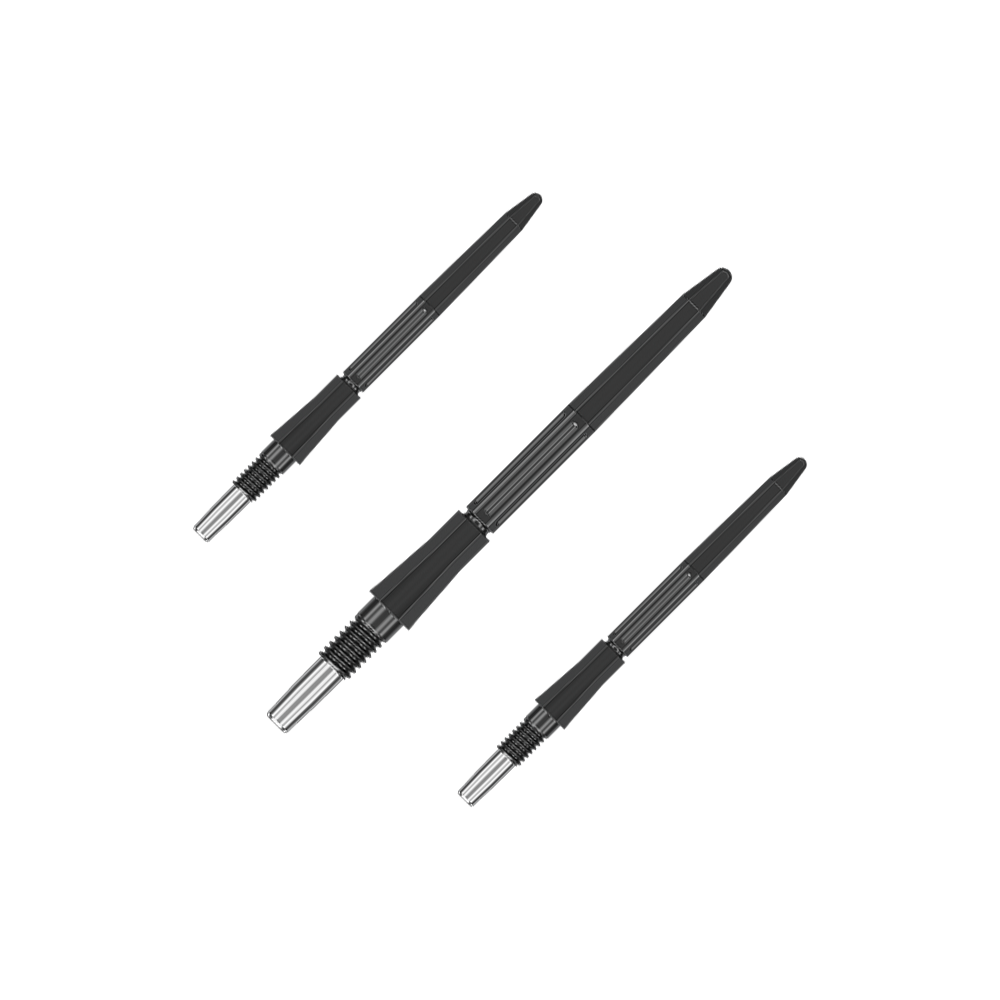 Target Elysian Archetype 43 Swiss Point Steel Dart Tips - Black Dieses Bild zeigt schwarze Dartspitzen, 30 mm lang, von Target Elysian Archetype 43 SwissPoint. Die Spitzen sind einzeln abgebildet.