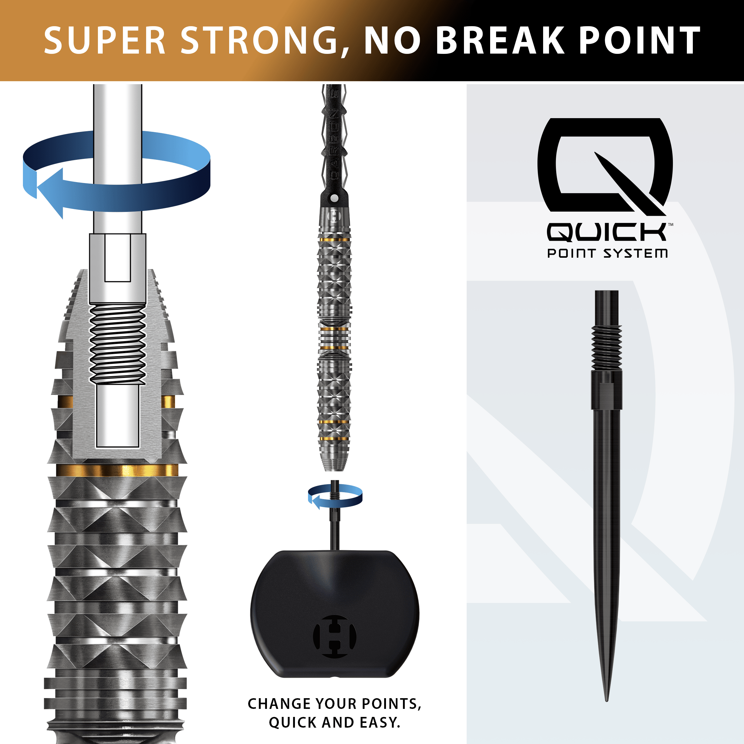 Harrows Opus Quick Point Steeldarts - 23g. Abgebildet ist ein Set hochwertiger Steeldarts mit 23 Gramm Gewicht.