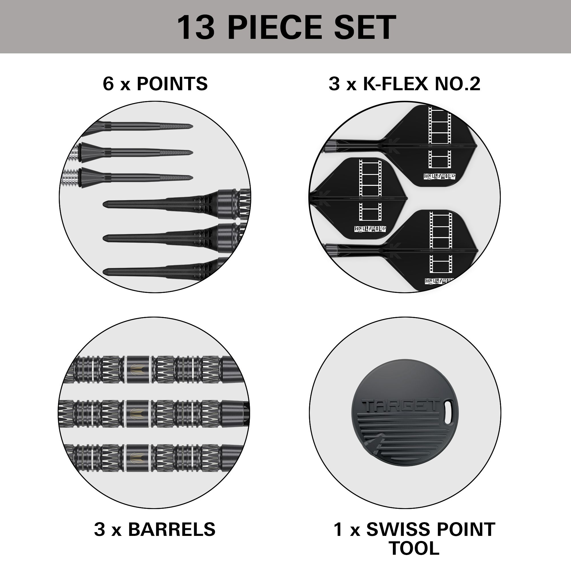 Zu sehen sind Target Chris Dobey 95K Softdarts - 18g. Die Darts sind besonders für präzise Würfe entwickelt worden.