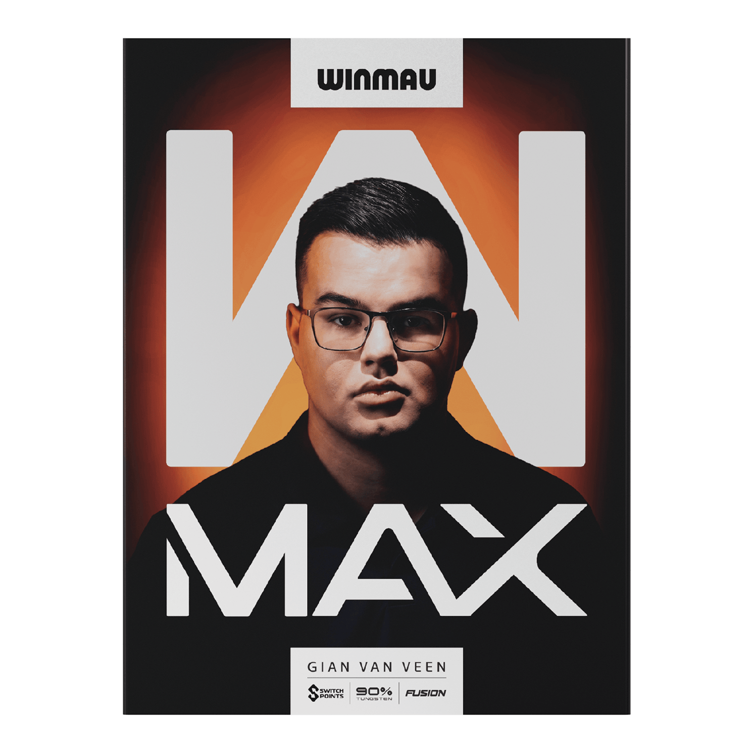 Auf dem Bild sind Winmau Gian Van Veen W-MAX Switch Point Steeldarts zu sehen. Die Drei Darts liegen nebeneinander.