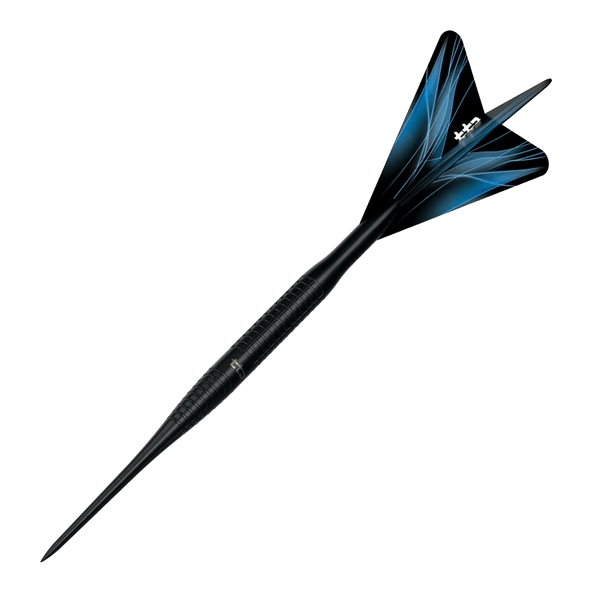Caliburn TTD Complete Titanium T3 Black Steeldarts - 7g Das Bild zeigt die Caliburn TTD Complete Titanium T3 Black Steeldarts mit einem Gewicht von 7g. Die Darts haben ein schwarzes und titanfarbenes Design.