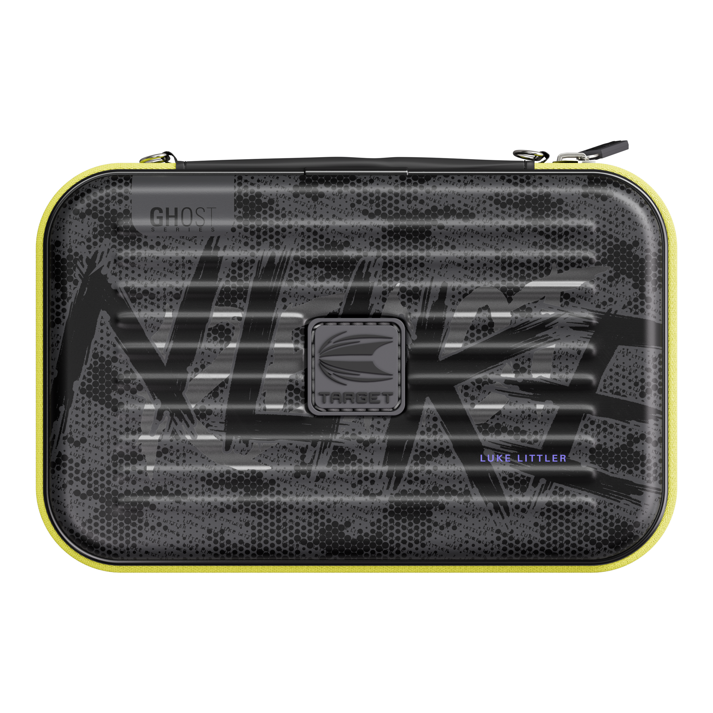 Das Bild zeigt das Takoma XL Ghost Series Luke Littler Dartcase. Es handelt sich um ein spezielles Dartcase für Dartzubehör.