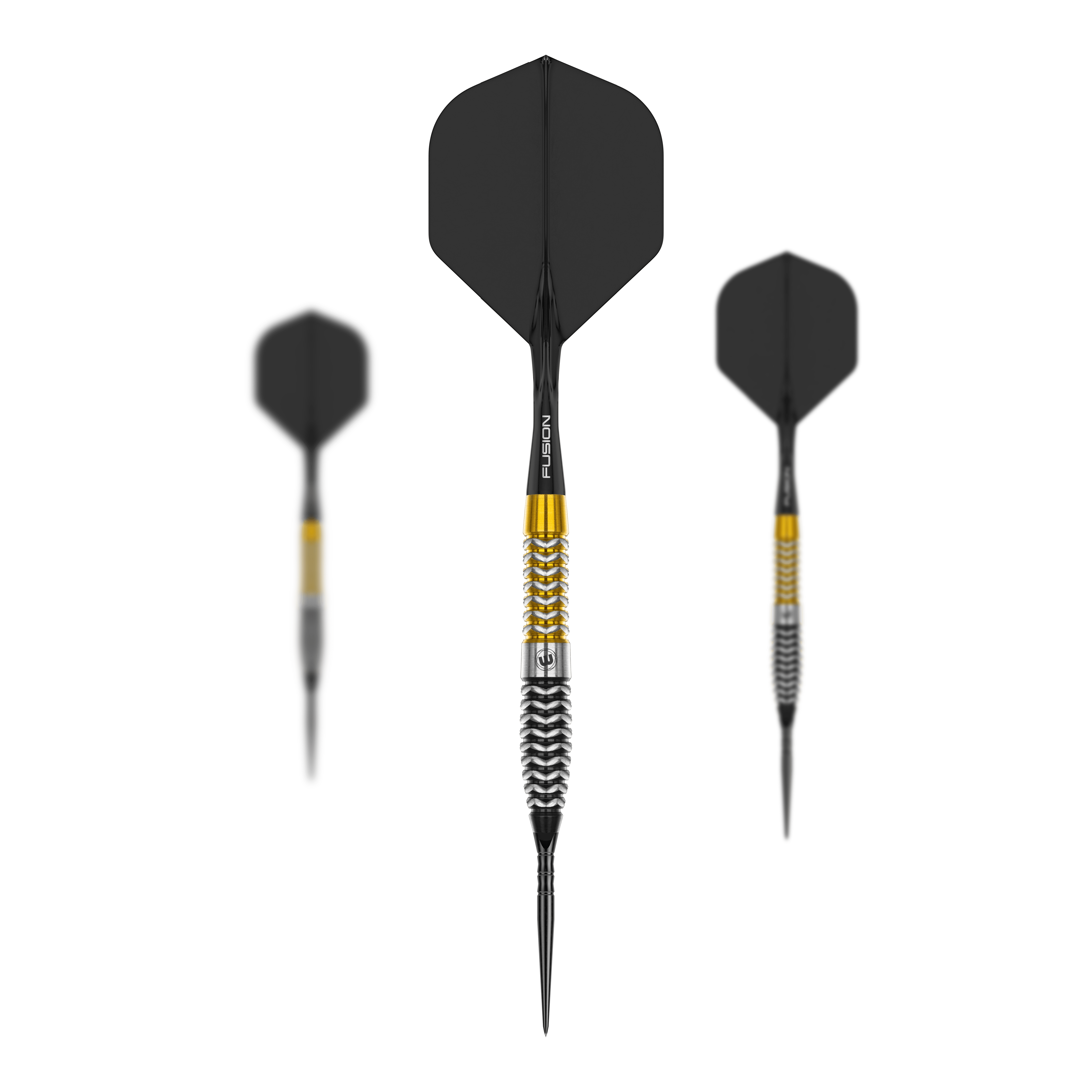 Winmau Exion Torpedo Switch Points Steeldarts Das Bild zeigt ein Set von Winmau Exion Torpedo Switch Points Steeldarts. Es sind mehrere Steeldart-Spitzen abgebildet.