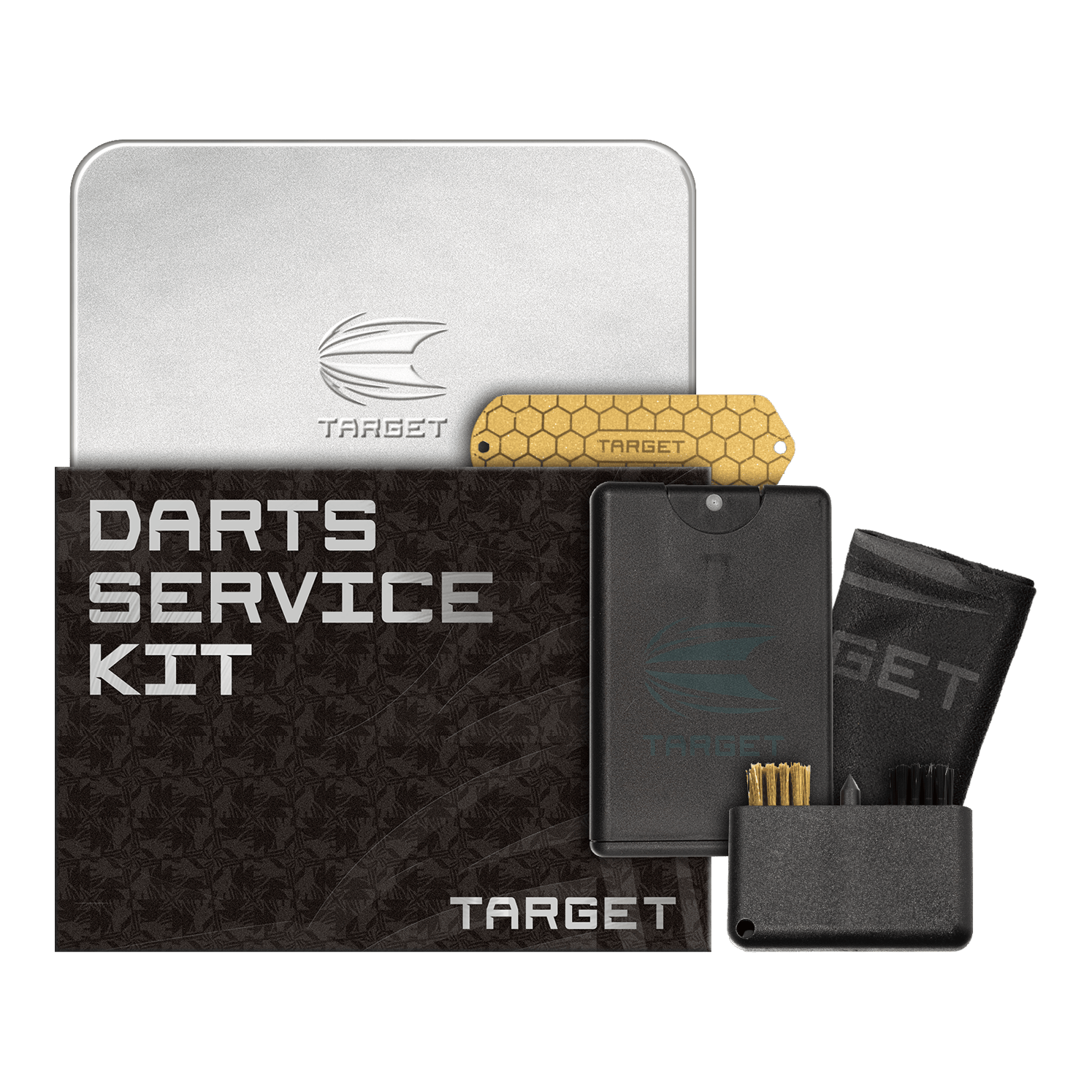 Target Dart Servicing Kit Zu sehen ist das Target Dart Servicing Kit. Dieses Set enthält verschiedene Werkzeuge und Zubehör zum Warten von Darts.