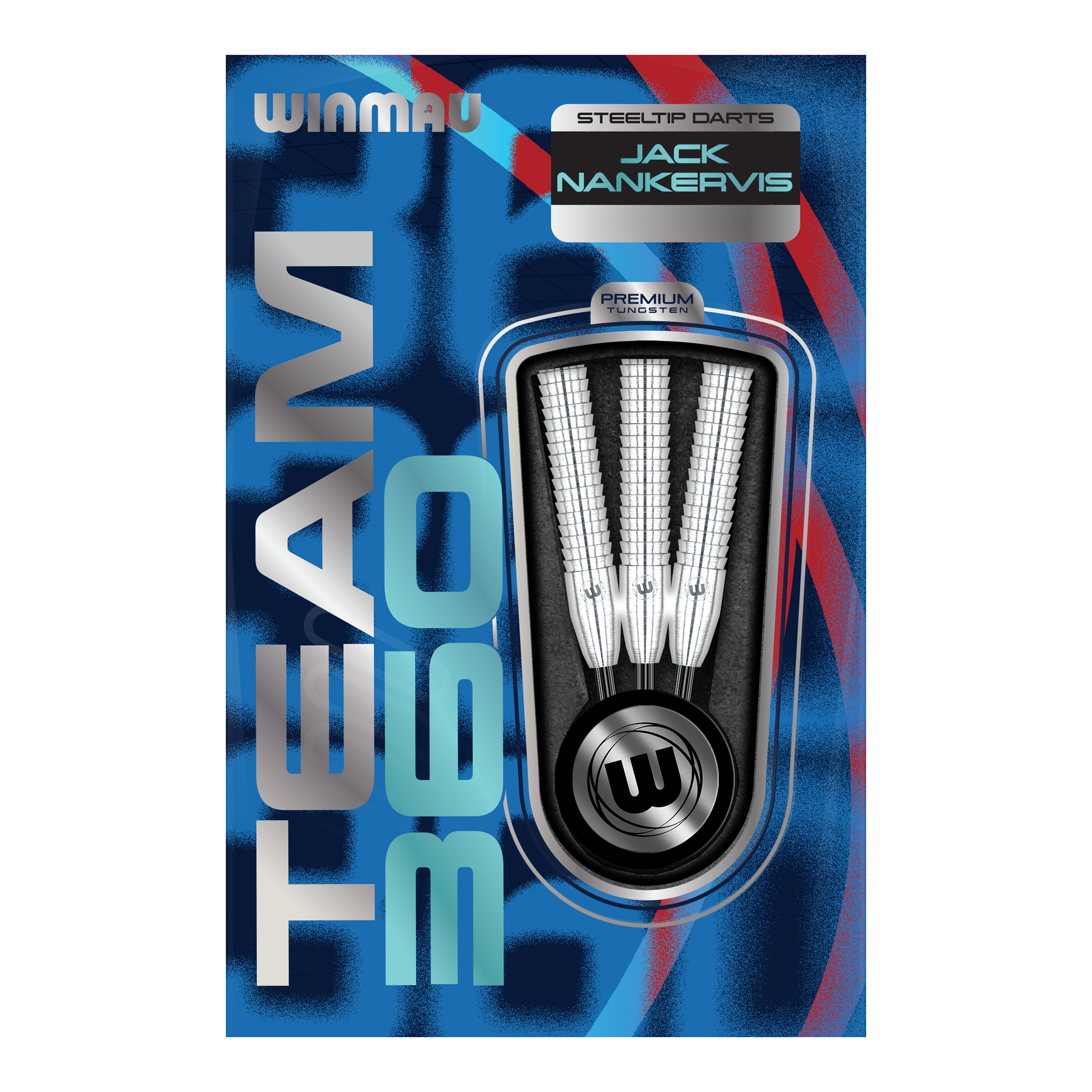 Winmau Team 360 Jack Nankervis steel darts - 24g Das Bild zeigt die Winmau Team 360 Jack Nankervis Steeldarts mit 24g Gewicht. Ideal für Dartspieler, die hochwertige Steeldarts bevorzugen.