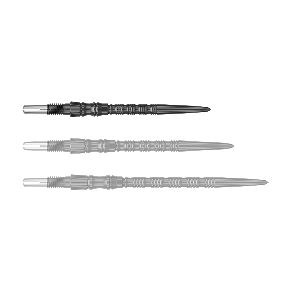 Target Signature Swiss Point TRB Steel Dart Tips - Black Zu sehen ist eine schwarze Dartspitze mit einer Länge von 30mm. Das Produkt ist eine Target SwissPoint Signature TRB Dartspitze.