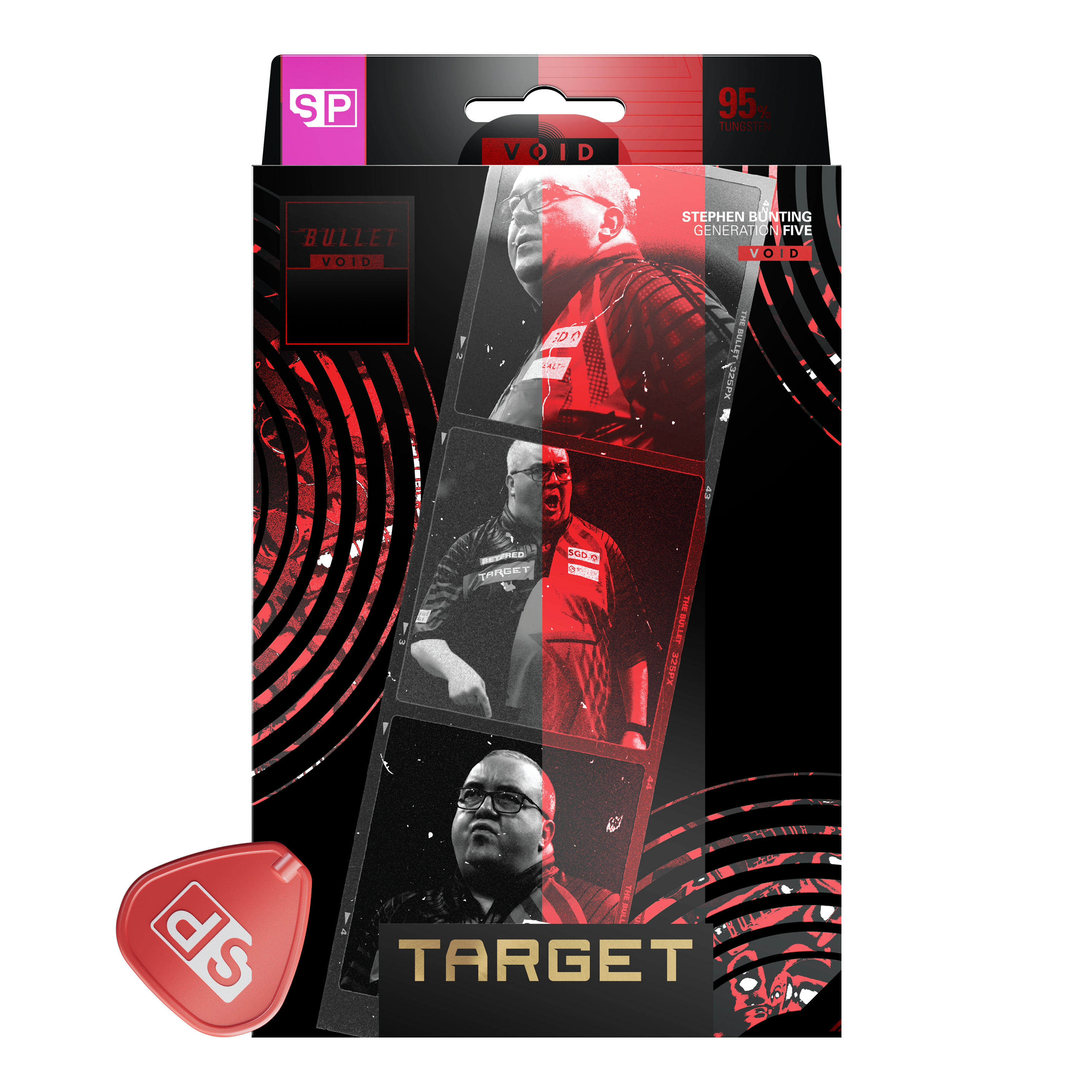 Target Stephen Bunting GEN5 Void Swiss Point Steel Darts Zu sehen sind die Target Stephen Bunting GEN5 Void Swiss Point Steeldarts. Die Darts überzeugen durch ihr markantes Design und ihre gute Griffigkeit.