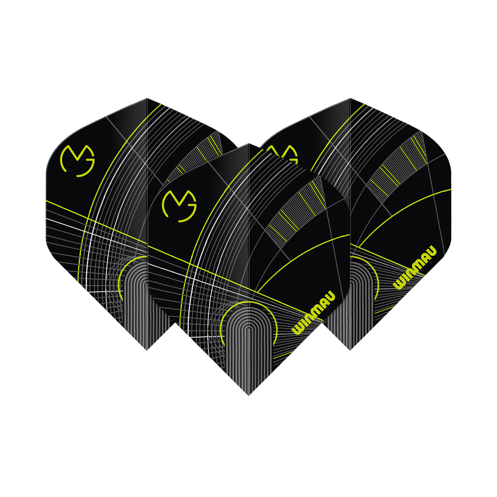 Winmau Prism Delta MvG Black Green No2 Standard Flights Abgebildet sind Winmau Prism Delta MvG Black No2 Standard Flights. Das Flight-Set verfügt über ein markantes Design.