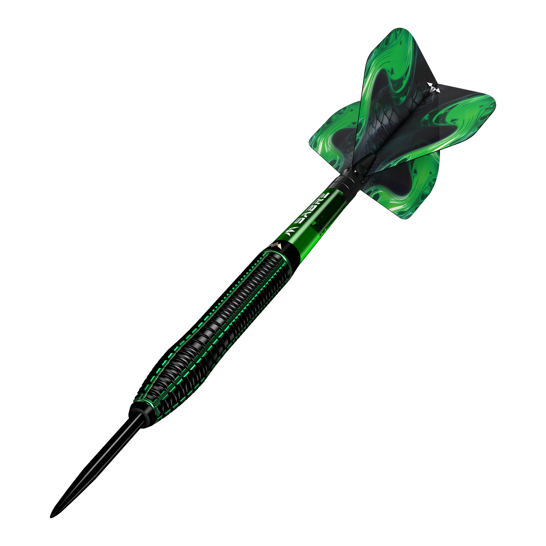 Mission Venom steel darts Mission Venom Steeldarts sind als Set dargestellt. Die Barrels zeigen eine verspielte Struktur.
