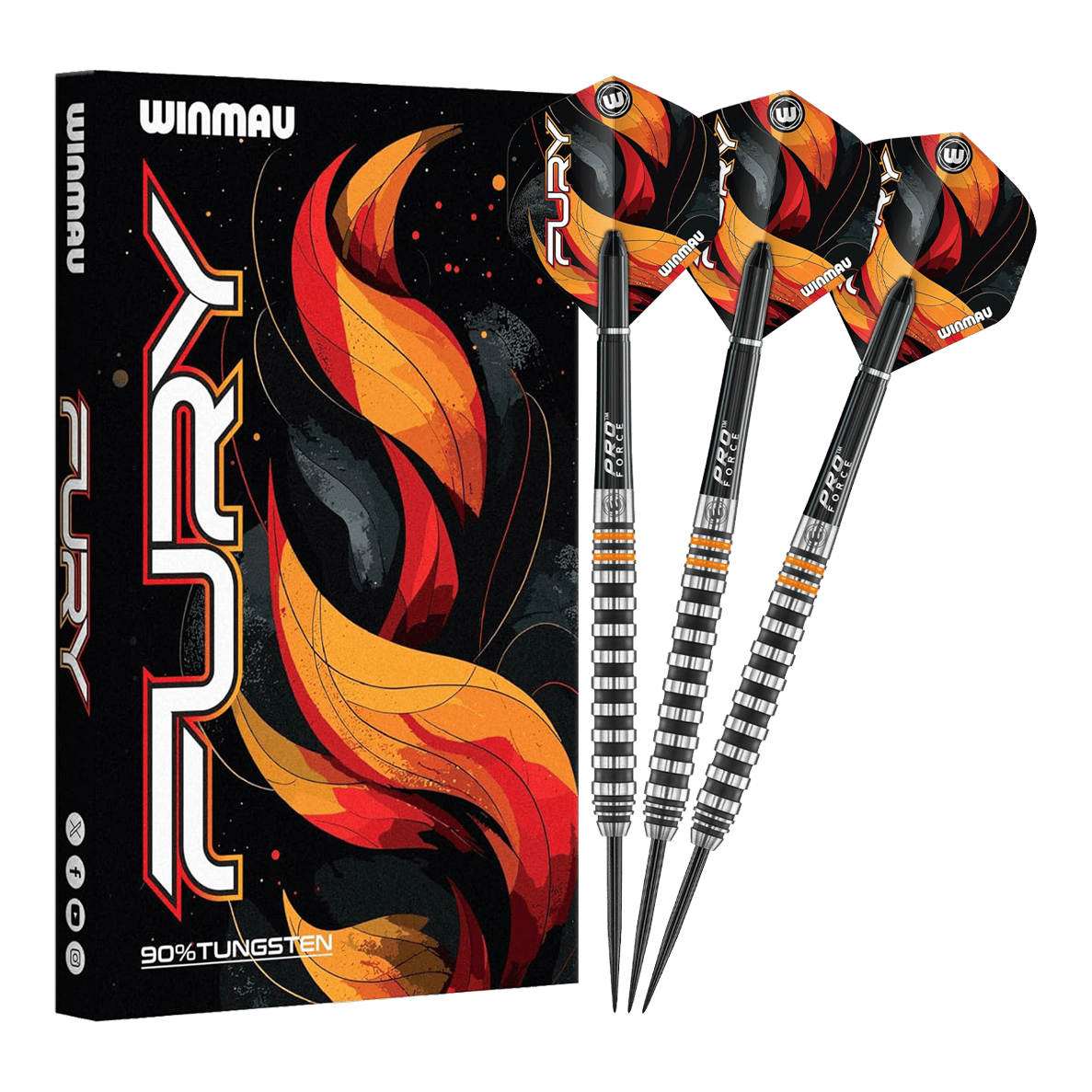 Winmau Fury steel darts - 22g Gezeigt werden die Winmau Fury Steeldarts - 22g. Diese hochwertigen Steeldarts sind für anspruchsvolle Spieler konzipiert.
