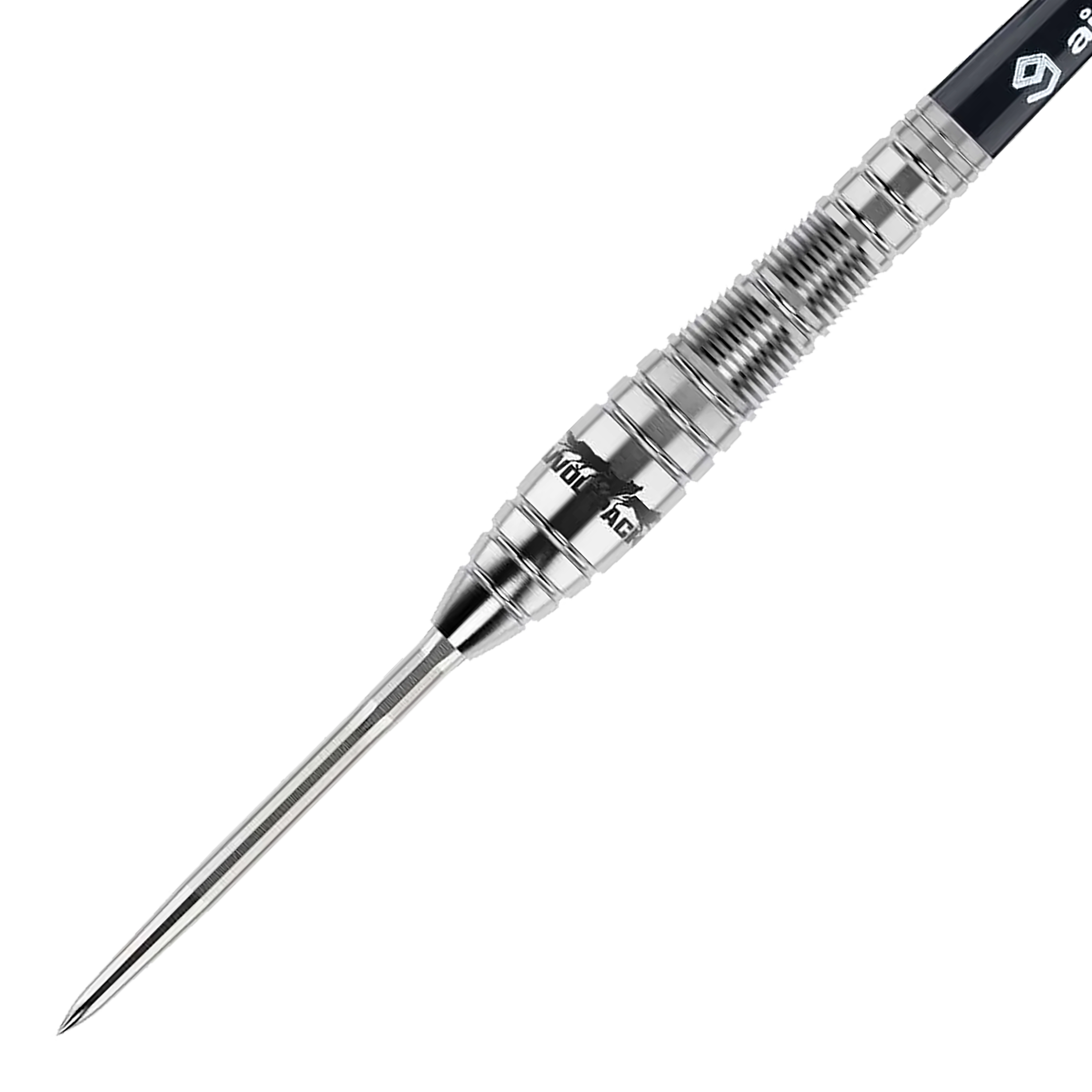 Dies ist ein Caliburn Wolfpack W2 Steeldart mit einem Gewicht von 22 Gramm. Der Dart ist aus Metall gefertigt und hat ein geriffeltes Griffdesign für besseren Halt.