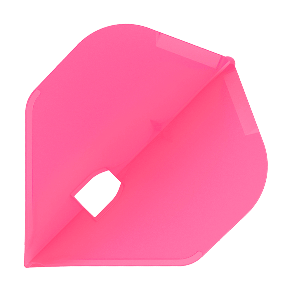 L-Style Champagne L1PRO Flights Das Bild zeigt eine pinke Dart-Flügel. Er hat eine diamantartige Form mit einer kleinen Öffnung in der Mitte.