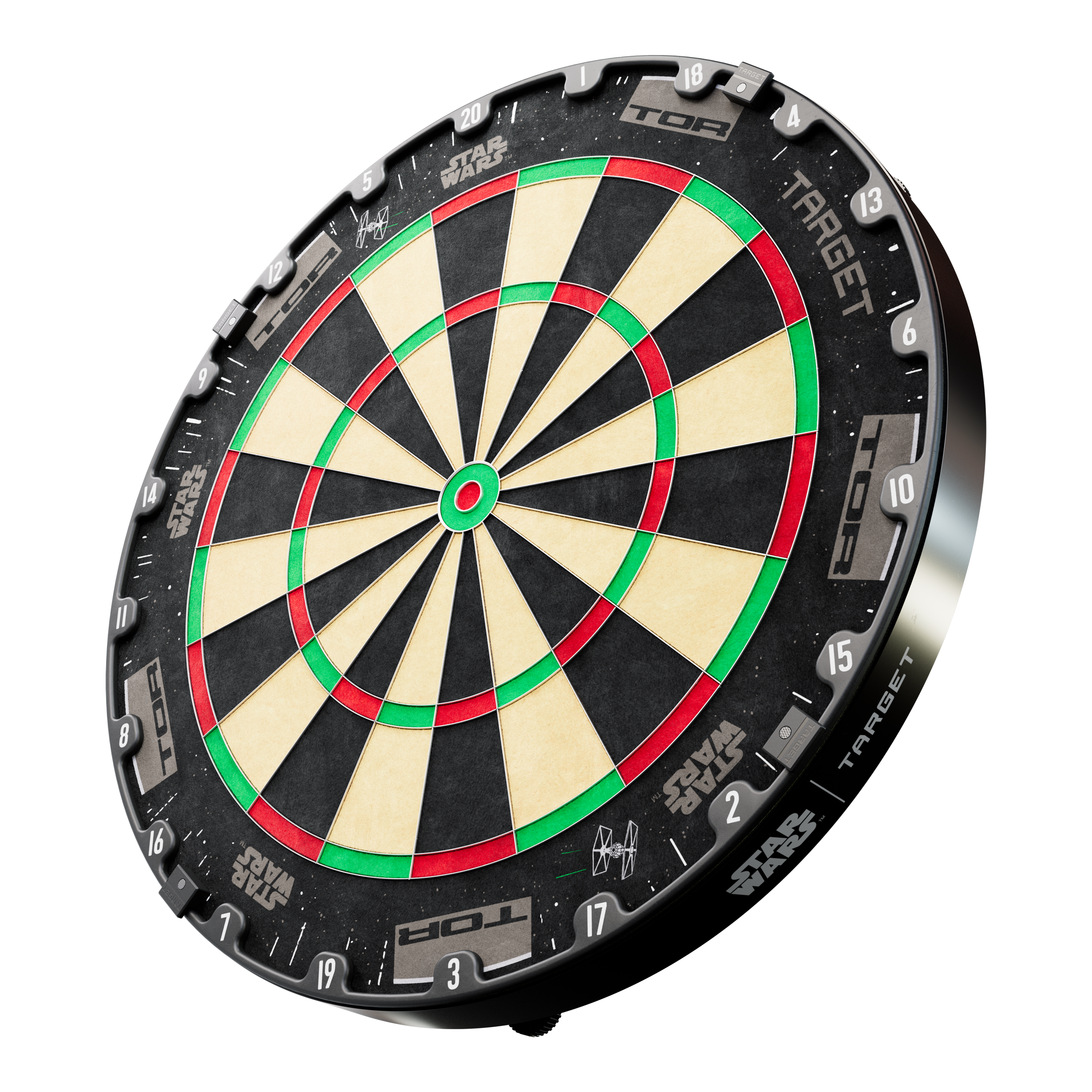 Target Star Wars Millennium Falcon TOR Dartboard Surround Bundle Das Bild zeigt das Target Star Wars Millennium Falcon Surround Board Bundle. Es ist ein Produkt aus der Star Wars Kollektion für Dartspieler.