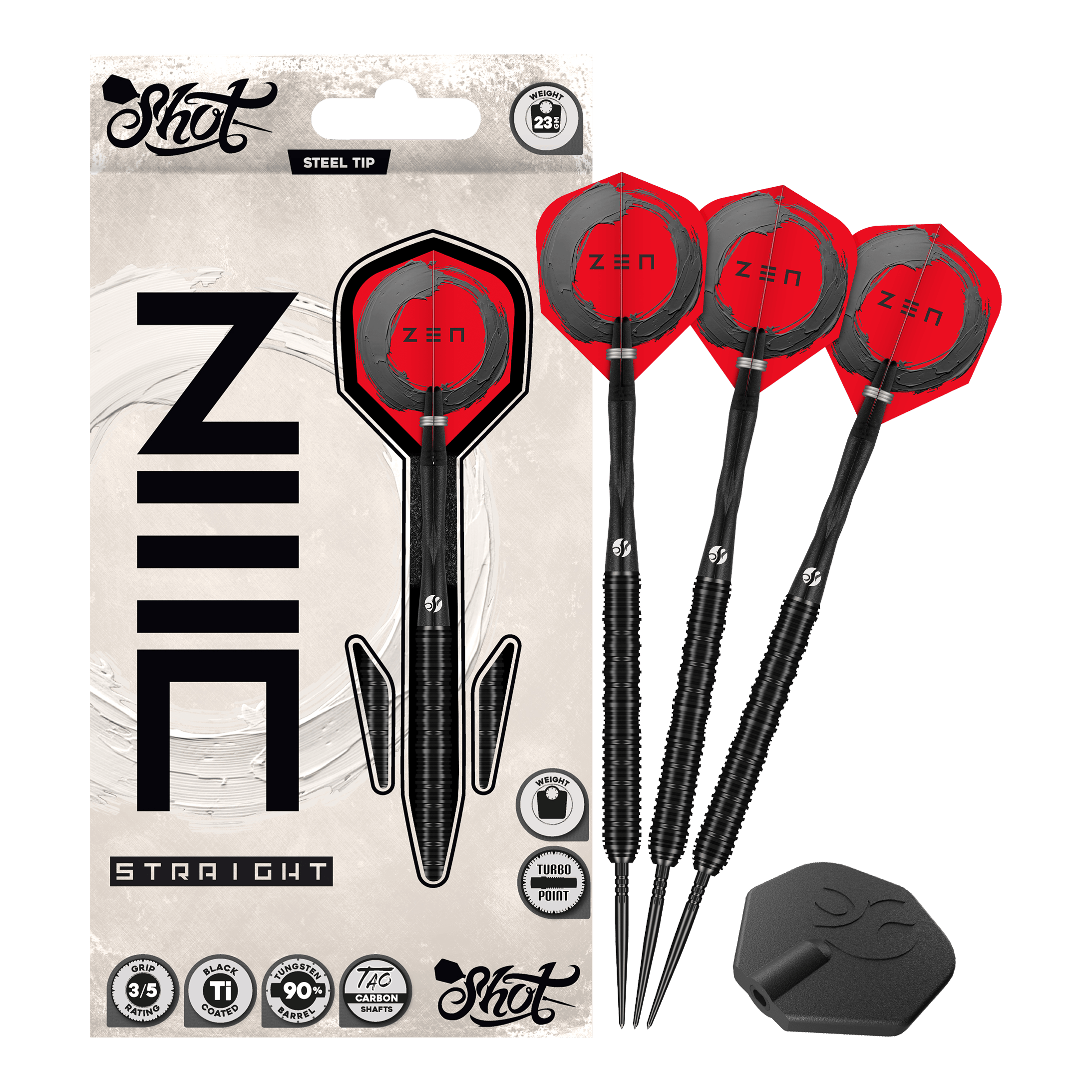 Shot ZEN Straight Turbo Point Steel Darts - 23g Shot ZEN Straight Turbo Point Steel Darts - 23g