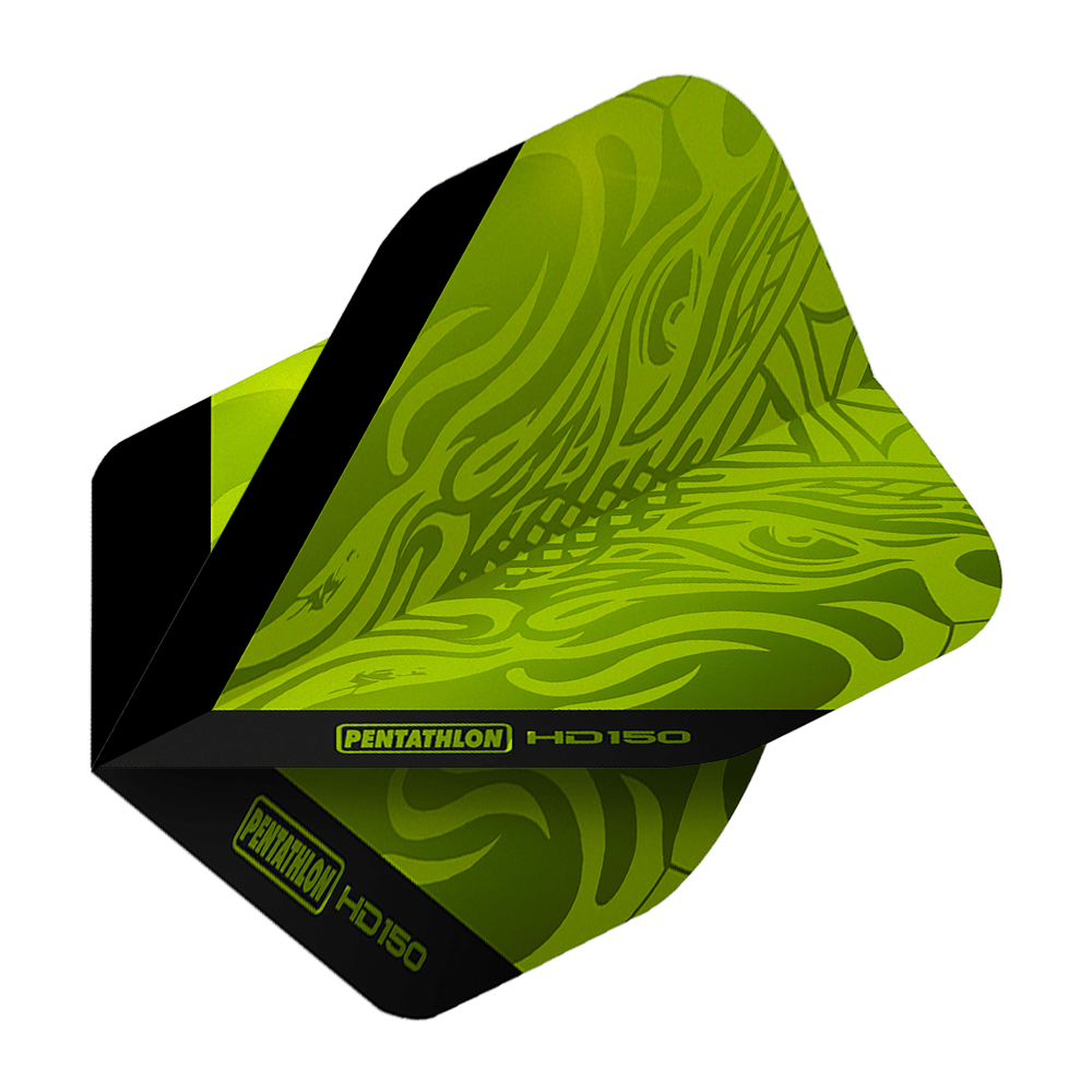 Pentathlon HD150 Metallic Green Standard Flights Das Bild zeigt mehrere Pentathlon HD150 Metallic Standard Flights. Die Ecken und Kanten sind klar definiert.