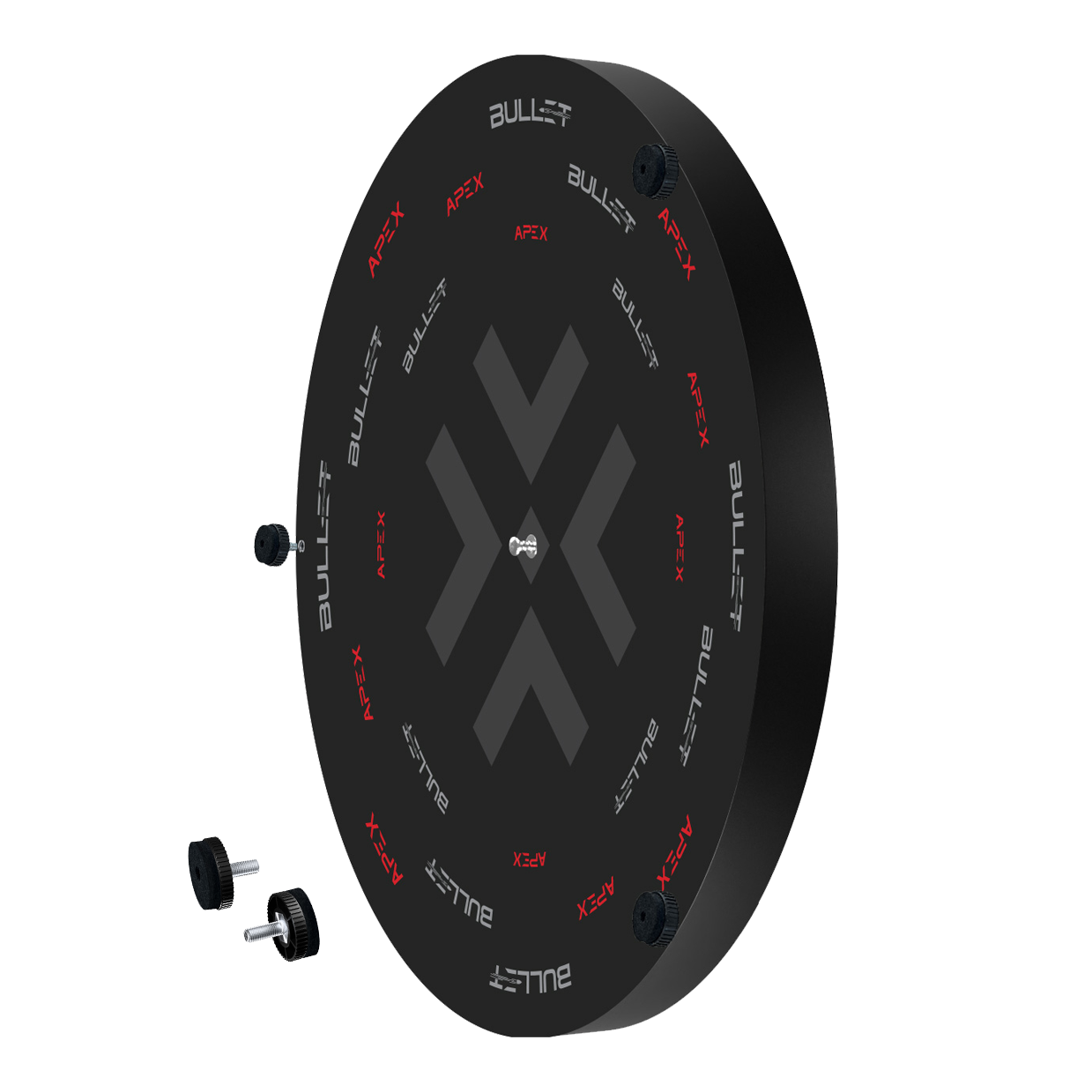 Bullet Apex steel dartboard Dies ist das Bullet Apex Steeldartboard. Das Bild zeigt das Produkt in Nahaufnahme.