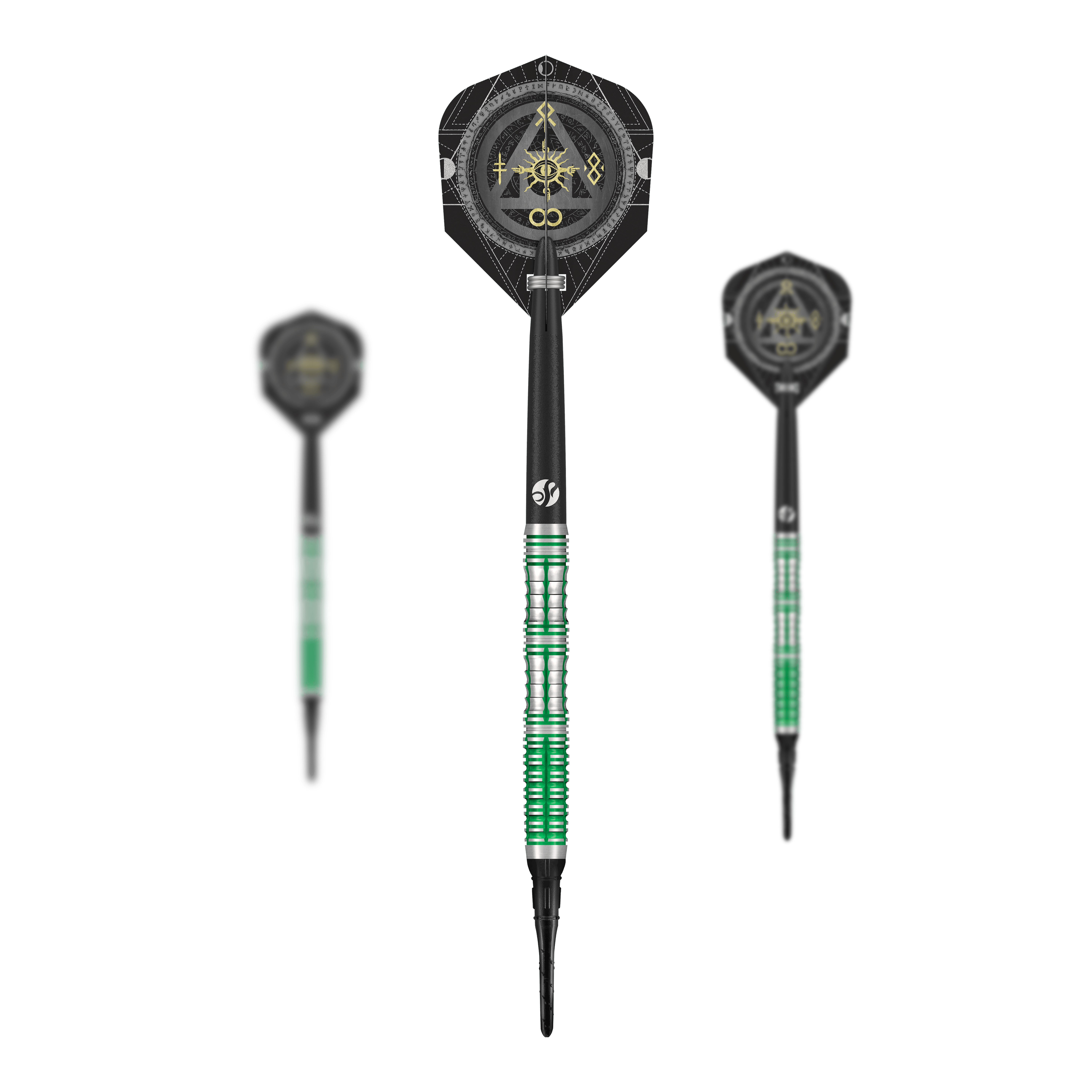 Shot Alchemy Mythril Soft Darts - 20g Das Bild zeigt ein Set der Shot Alchemy Mythril Softdarts - 20g. Auf dem Foto sind alle enthaltenen Darts abgebildet.