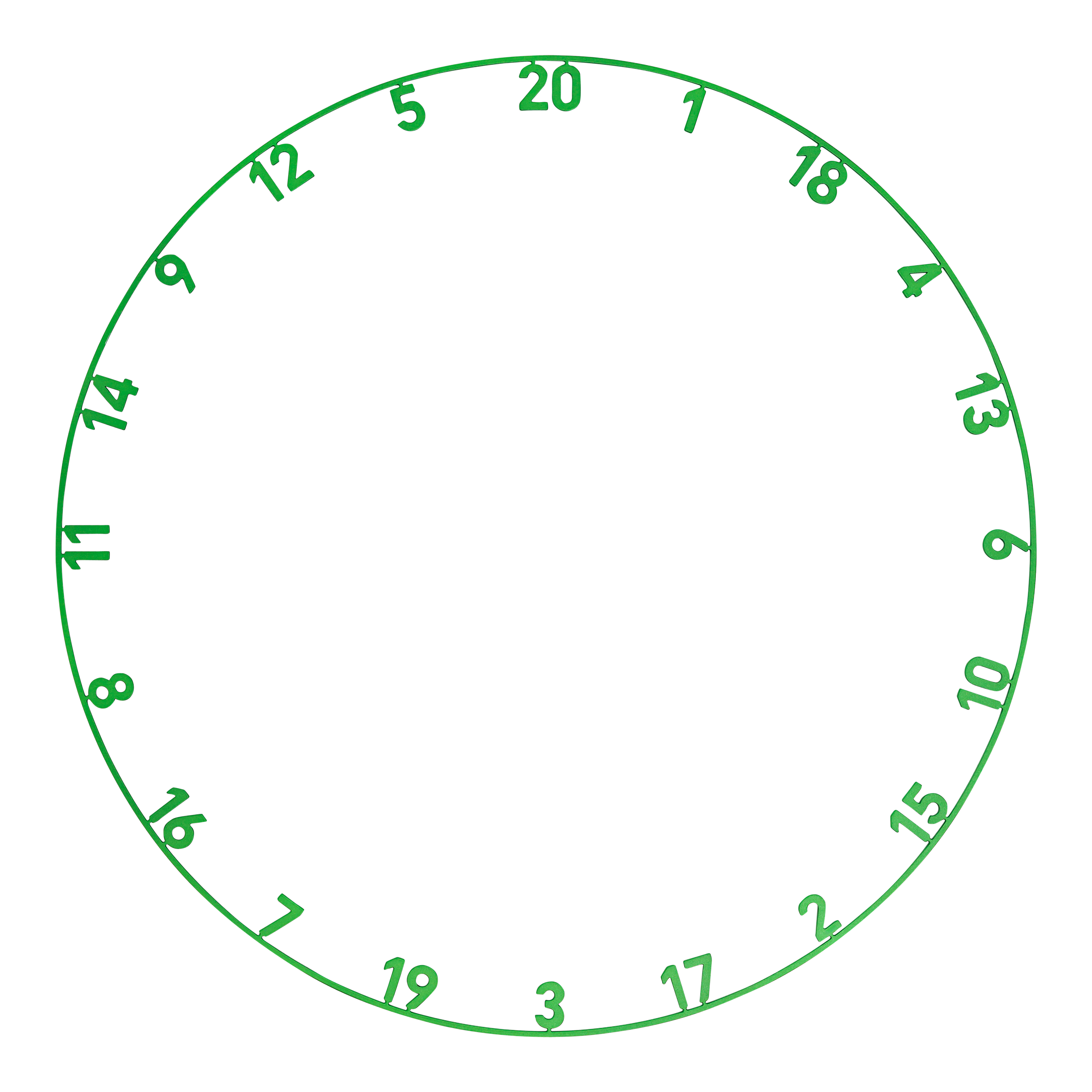 Hier ist das Precise 180 Endorphine Steeldartboard mit Nummernring in der Farbe Emerald Green zu sehen. Es handelt sich um ein hochwertiges Steeldartboard mit Zahlenring.