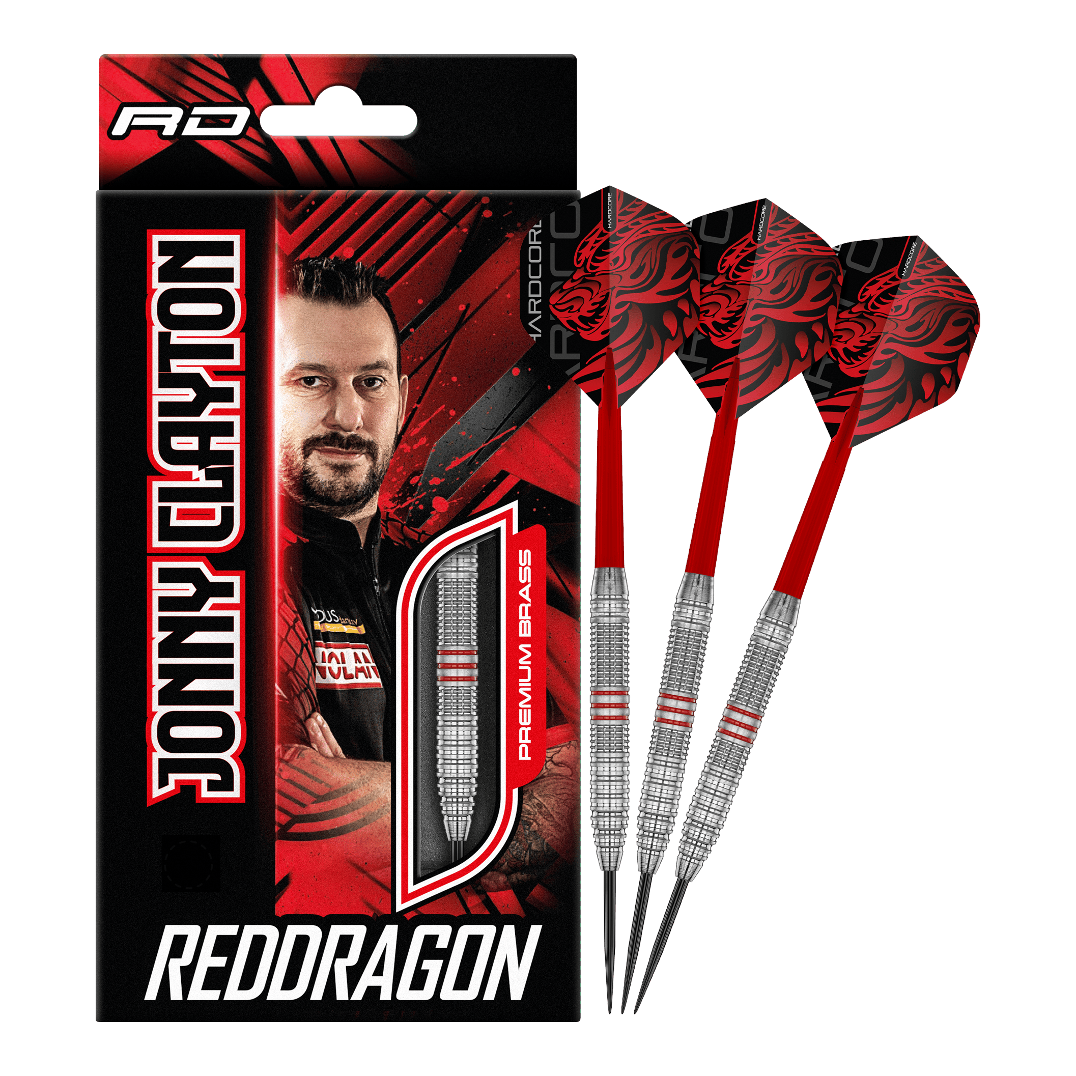 Red Dragon Jonny Clayton Brass Steel Darts - 21 g