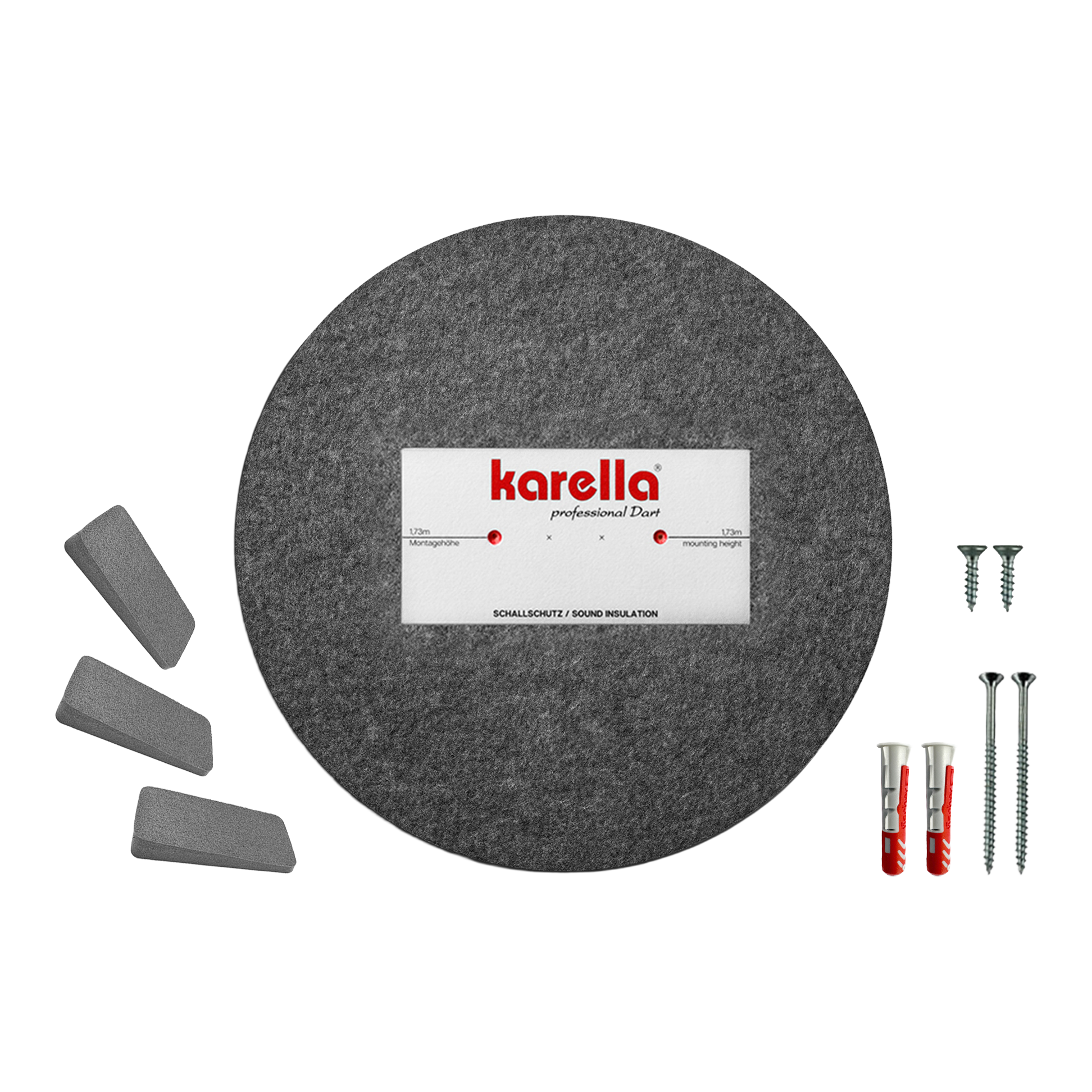 Compact soundproofing Karella for steel dartboards Dieses Bild stellt den Kompakten Schallschutz Karella für Steeldartboards dar. Das Produkt schützt vor lauten Geräuschen beim Dartwerfen.