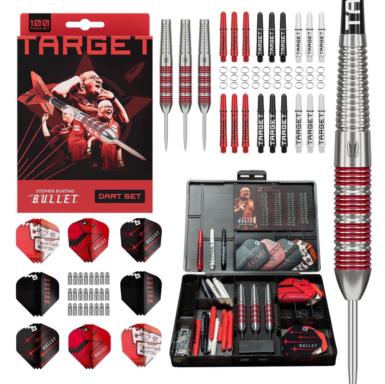 Target Stephen Bunting Bullet 100 Piece Brass Steeldart Set - 22g Target Stephen Bunting Bullet 100 Piece Brass Steeldart Set - 22g