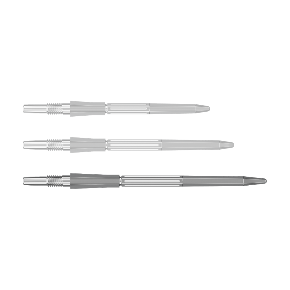 Target Elysian Archetype 43 Swiss Point Steel Dart Tips - Silver Auf dem Bild sind SwissPoint Dartspitzen in Silber mit einer Länge von 42 mm zu sehen. Dieses Produkt ist für Dartpfeile gedacht.