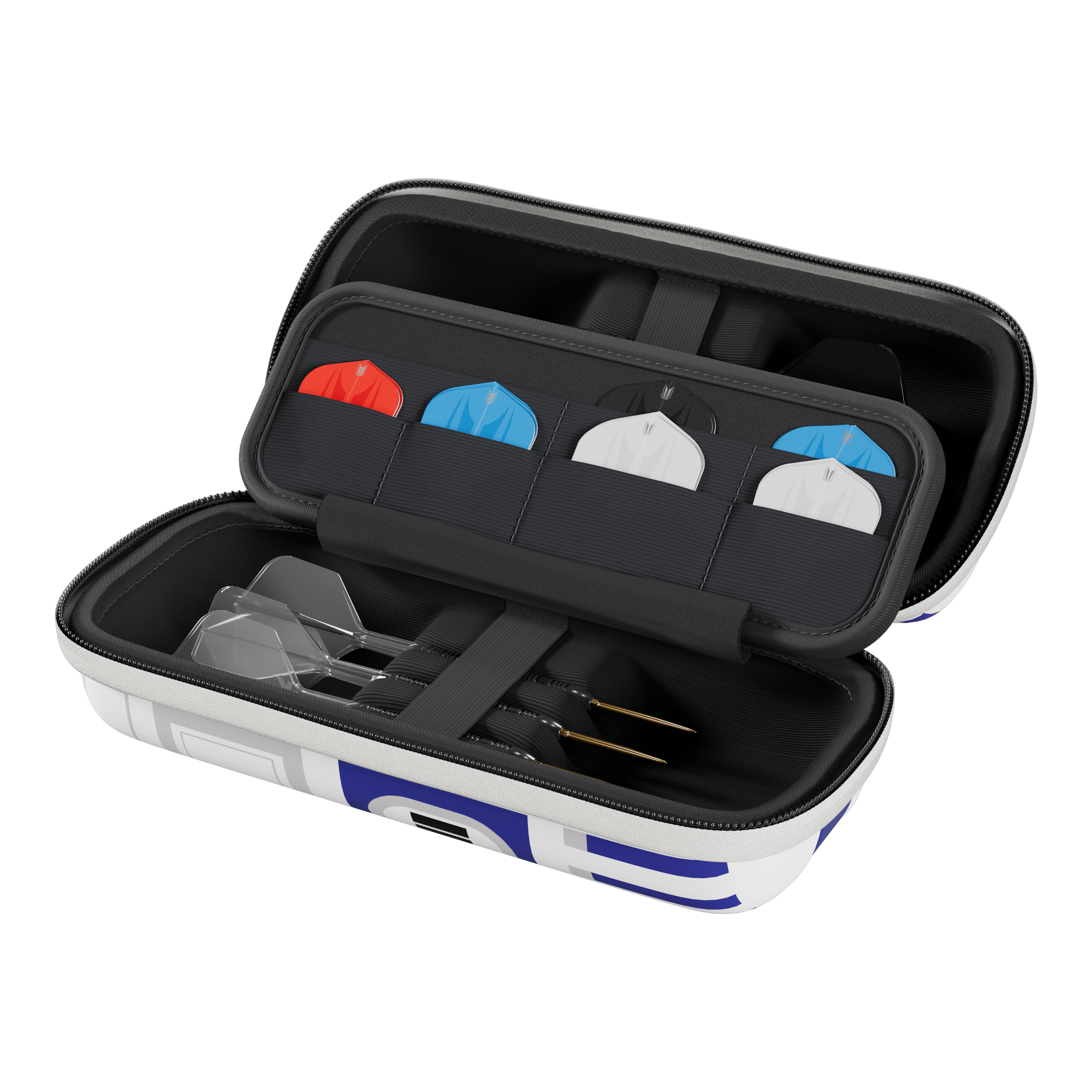 Target Star Wars Boa Dartcase - R2D2 Das Bild zeigt das Target Star Wars Boa Dartcase im R2D2-Design. Das Dartcase ist für Fans von Star Wars und Dartspielern gedacht.