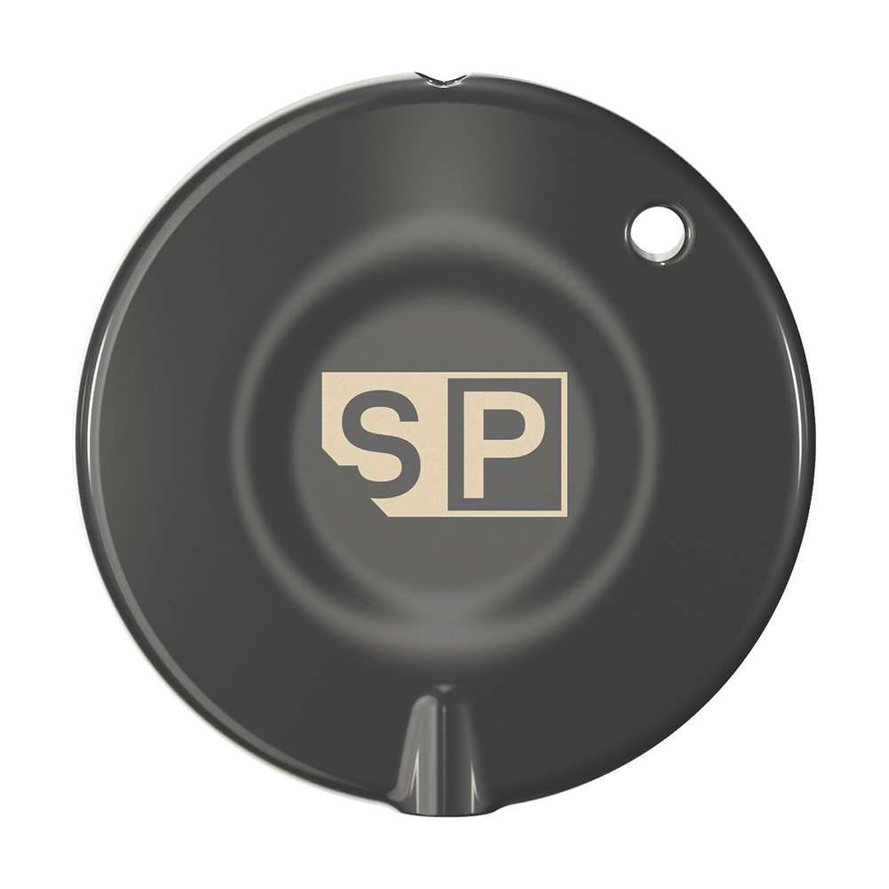 340007_Target_Swiss_Point_Key_Premium_1 Das Bild zeigt das Produkt "Target Swiss Point Key Premium". Es ist rund und schwarz mit einem "SP"-Logo in der Mitte.