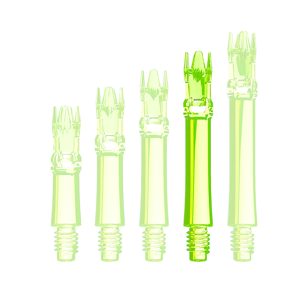 L-Style L-System Replacement Shafts - Neon Yellow Eine neongelbe Ersatzshaft liegt im Fokus des Bildes. Sie wird einzeln und klar dargestellt.