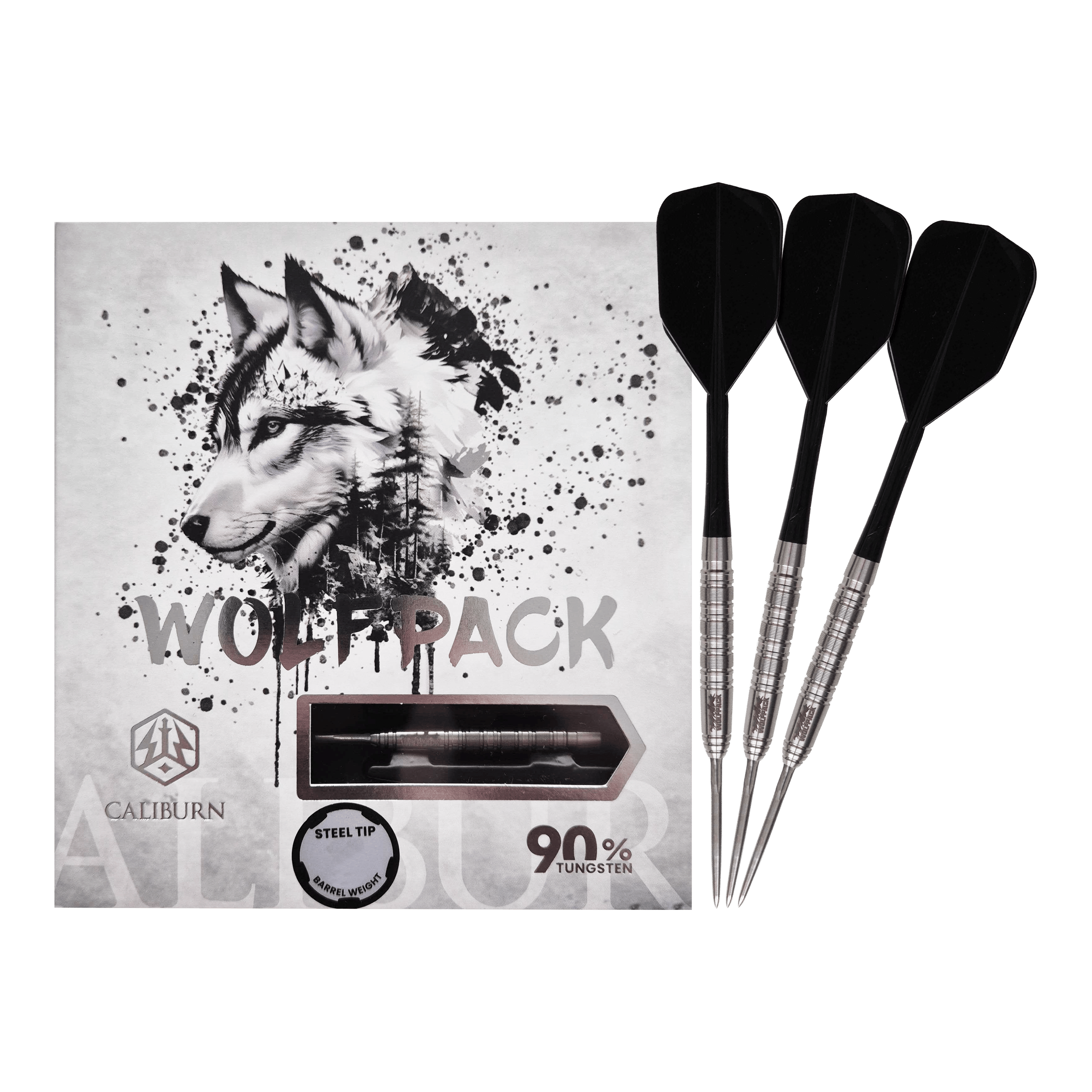 Caliburn Wolfpack W7 steel darts - 21g Zu sehen sind die Caliburn Wolfpack W7 Steeldarts mit einem Gewicht von 21g. Die Steeldarts eignen sich für anspruchsvolle Dartspieler.