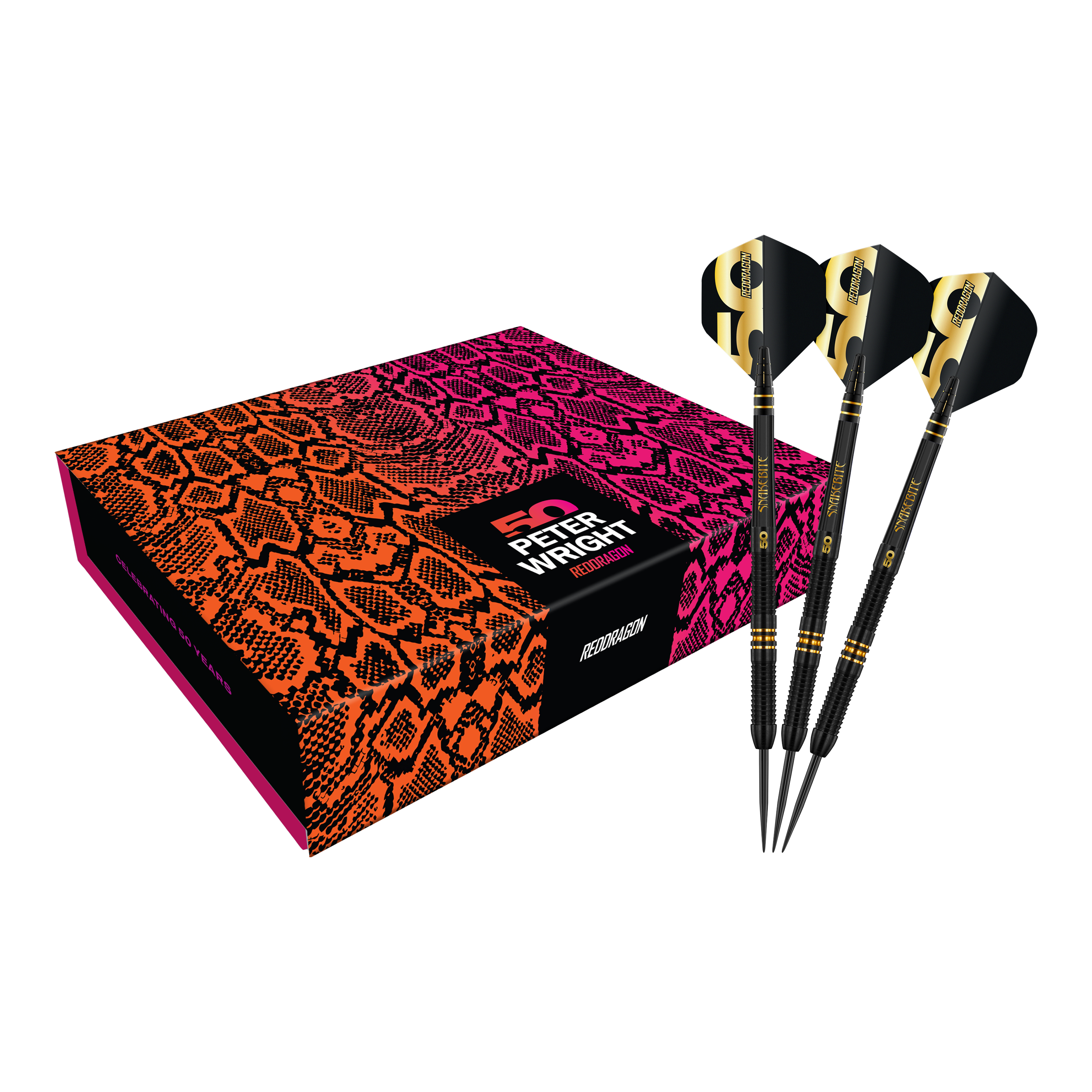 Red Dragon Peter Wright 50 Years Player Limited Edition Steeldarts - 21g Red Dragon Peter Wright 50 Years Player Limited Edition Steeldarts - 21g. Das Bild präsentiert den limitierten Steeldartpfeil als vollständiges Set.