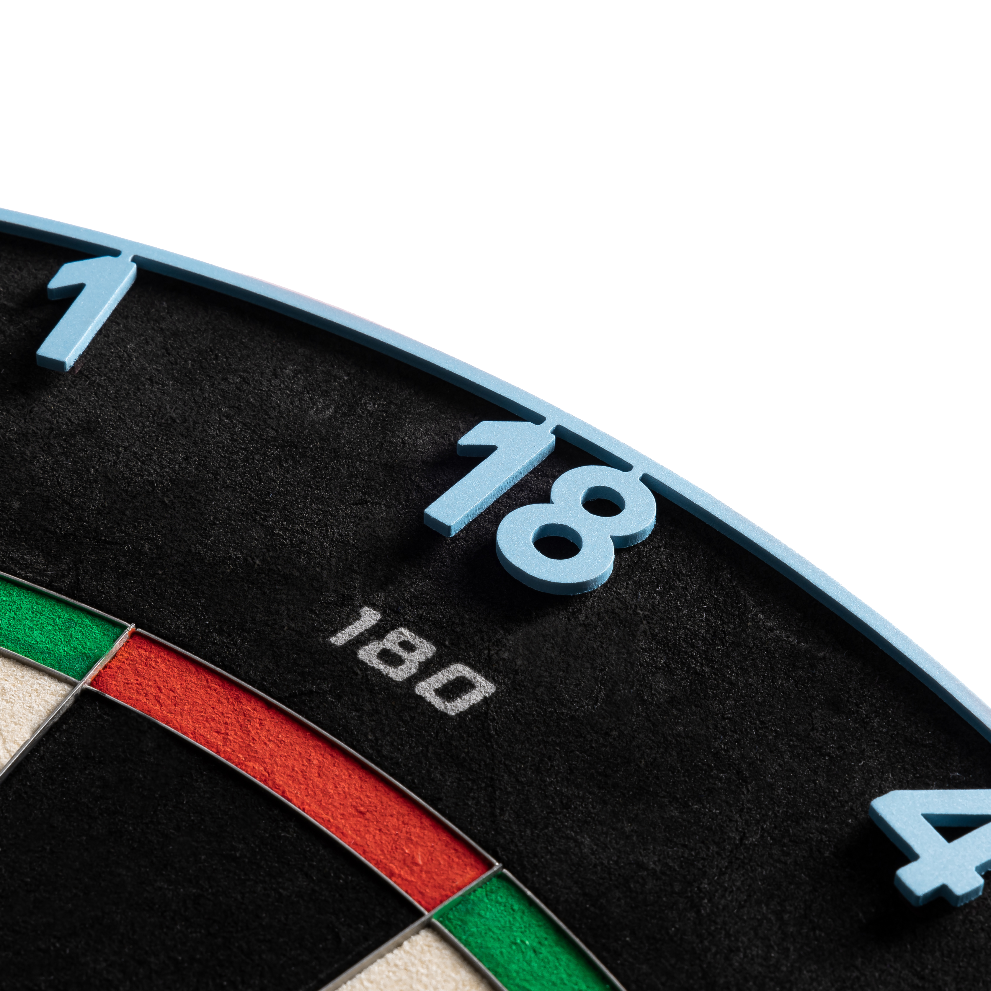 Zu sehen ist das Precise 180 Endorphine Steeldartboard mit Nummernring in Infinity Blue. Es ist eine hochwertige Dartscheibe für ambitionierte Spieler.
