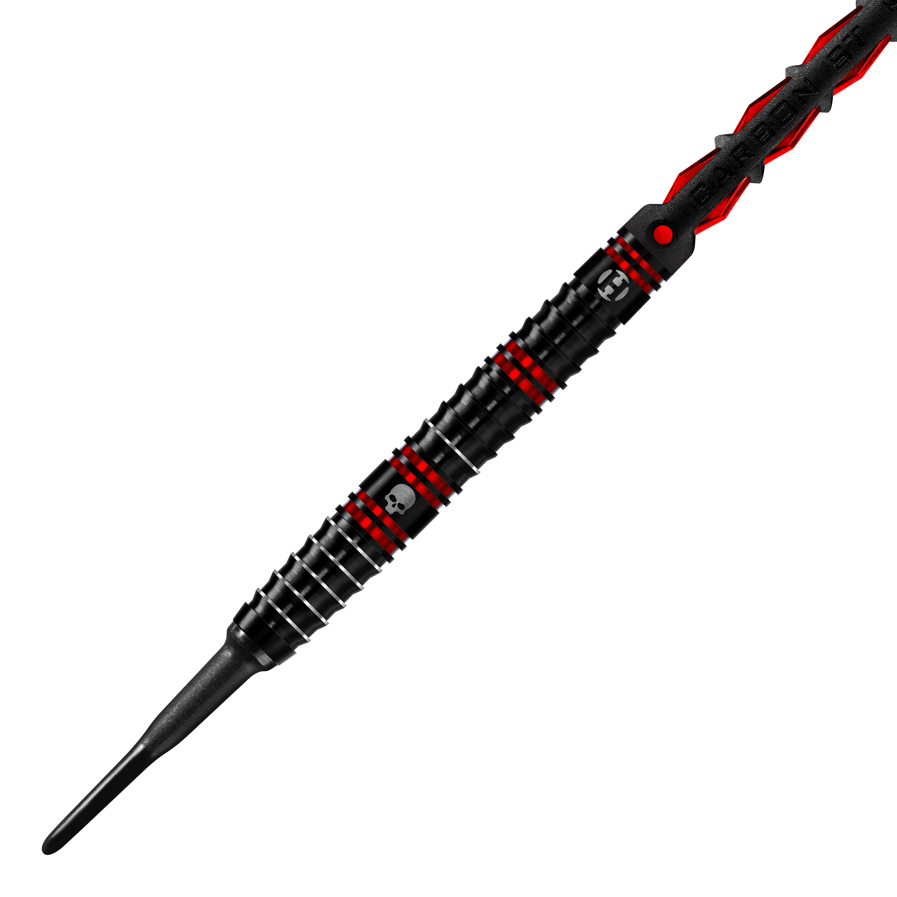 Harrow's Ryan Searle Heavy Metal Soft Darts Der Harrows Ryan Searle Heavy Metal Softdart ist in Schwarz mit roten Akzenten gestaltet. Auf dem Dart befindet sich ein kleines Totenkopf-Symbol.