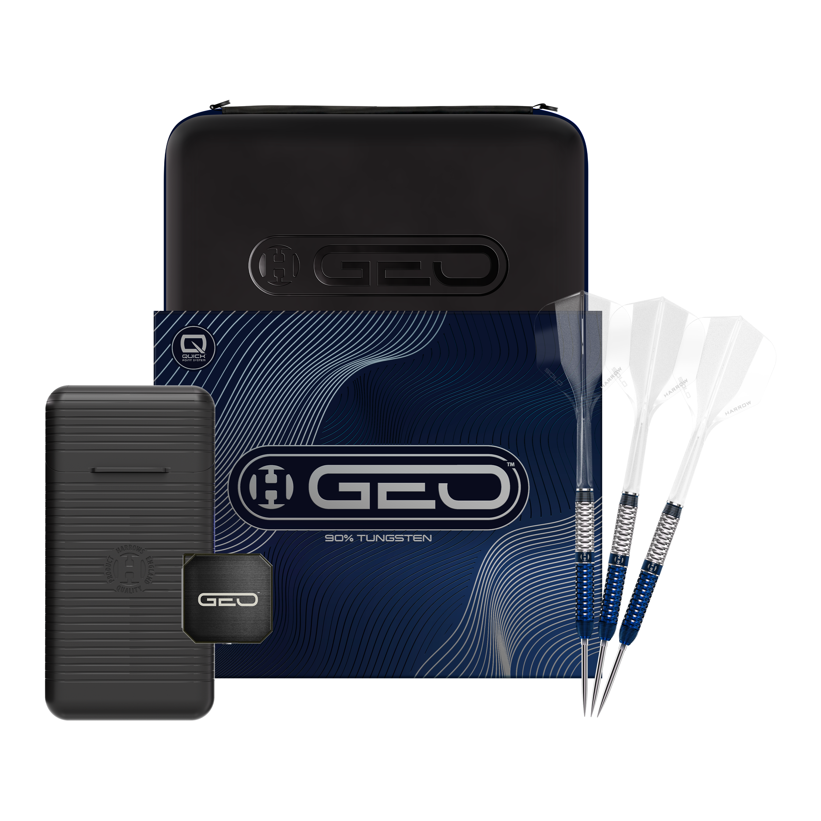 Harrows GEO Parallel Quick Point Steel Darts Abgebildet sind die Harrows GEO Parallel Quick Point Steeldarts. Das komplette Set ist auf dem Bild zu sehen.