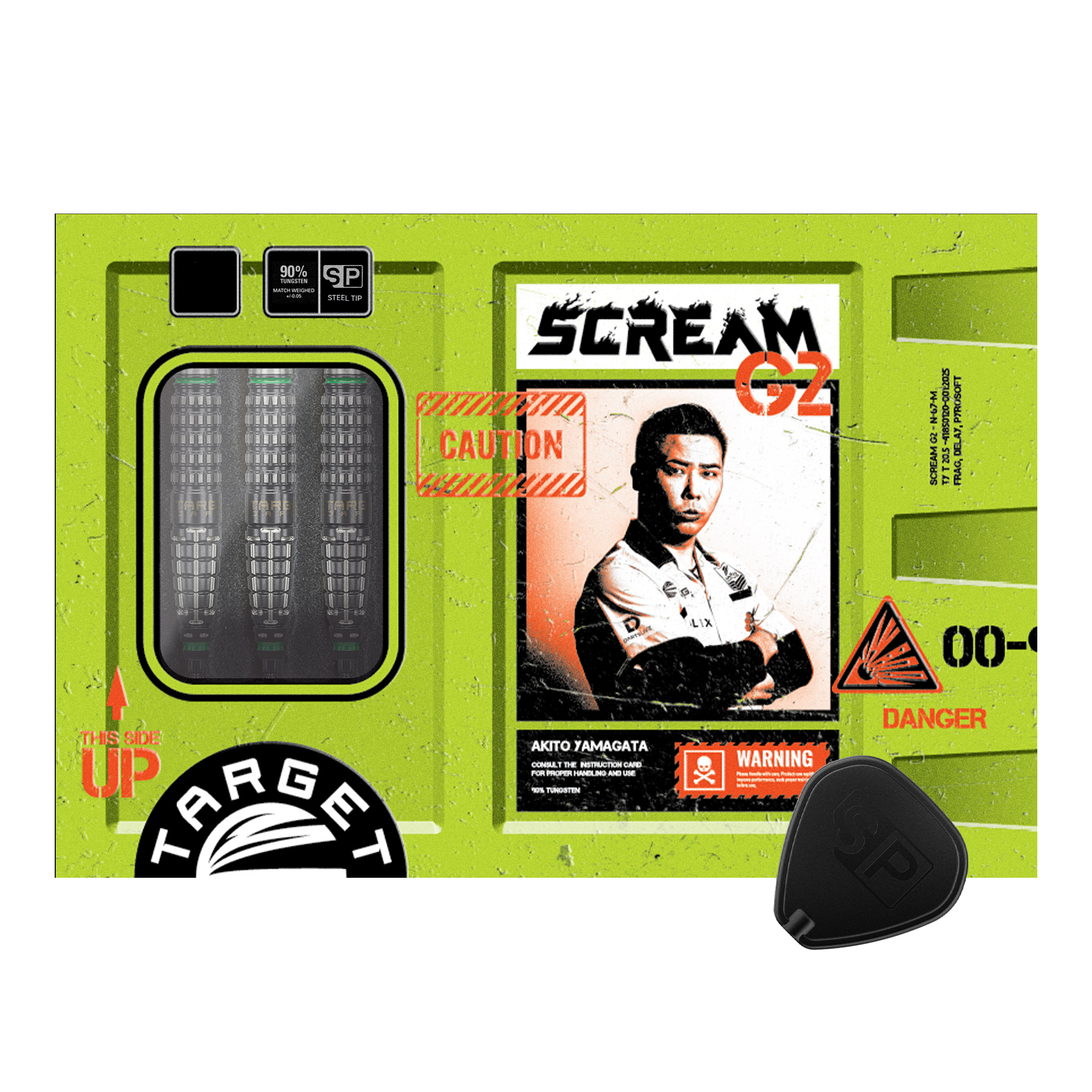 Abgebildet sind die Target Japan Prime Series Akito Yamagata Scream GEN2 Swiss Point Steeldarts - 23g. Sie eignen sich besonders gut für professionelle und ambitionierte Dartspieler.