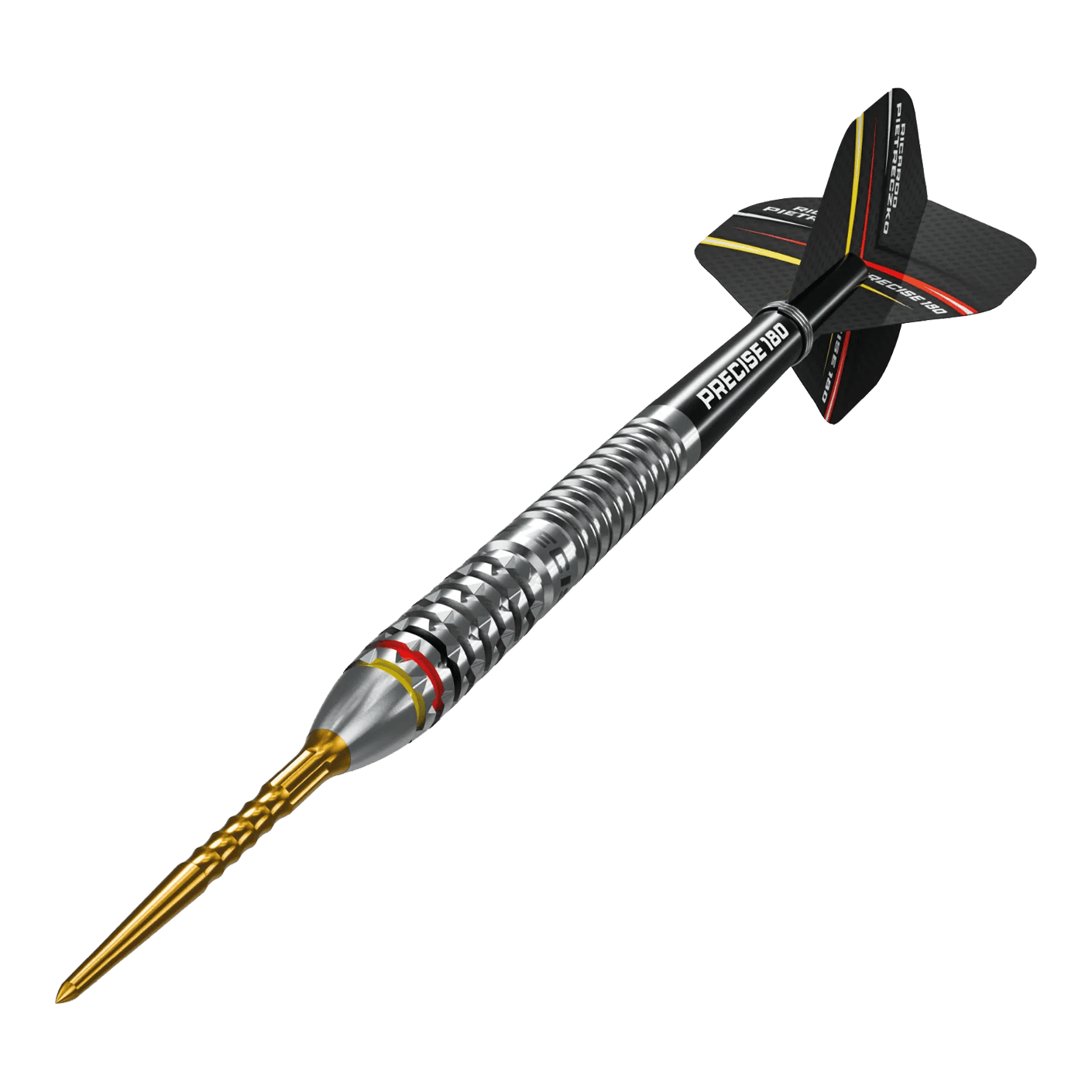 Das Bild zeigt die Precise 180 Ricardo Pietreczko GEN1 Steeldarts. Moderne Steeldarts zur professionellen Verwendung.