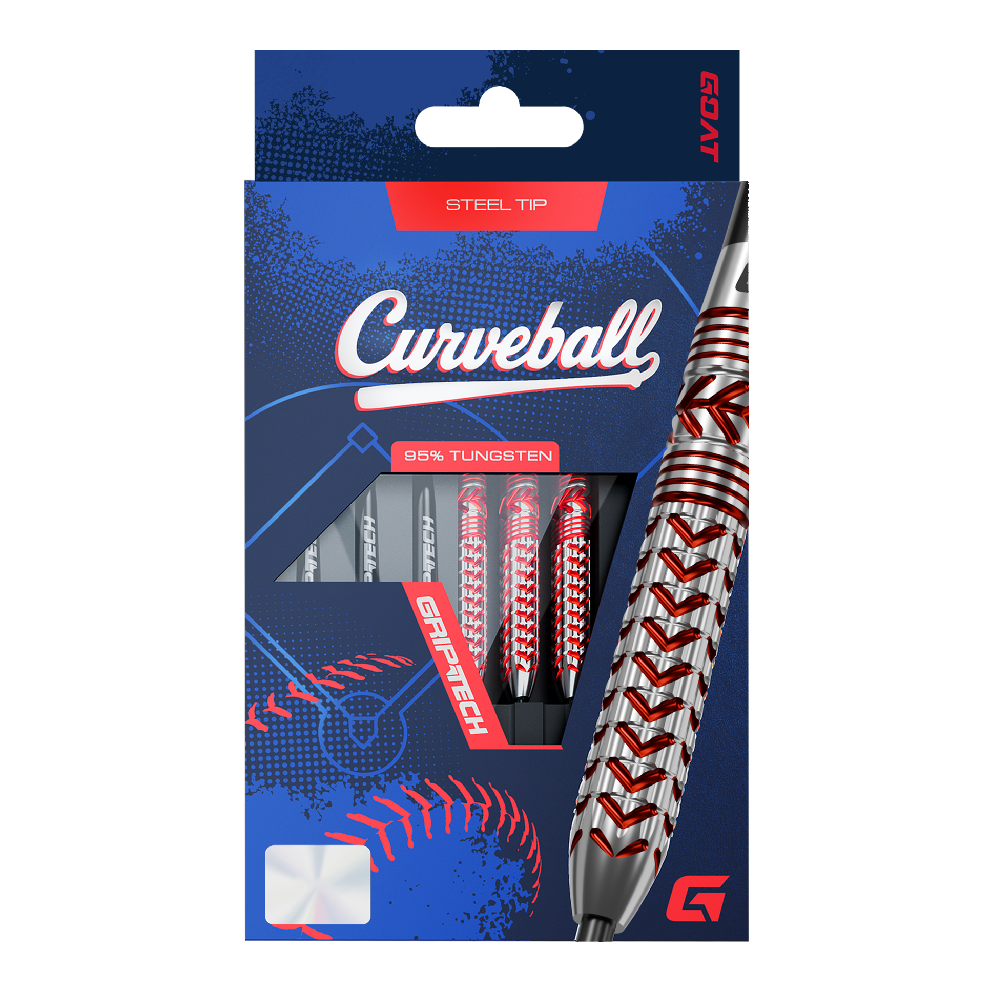 GOAT Curveball Steel Darts Das Foto stellt die GOAT Curveball Steeldarts dar. Die Pfeile sind klar und deutlich zu erkennen.