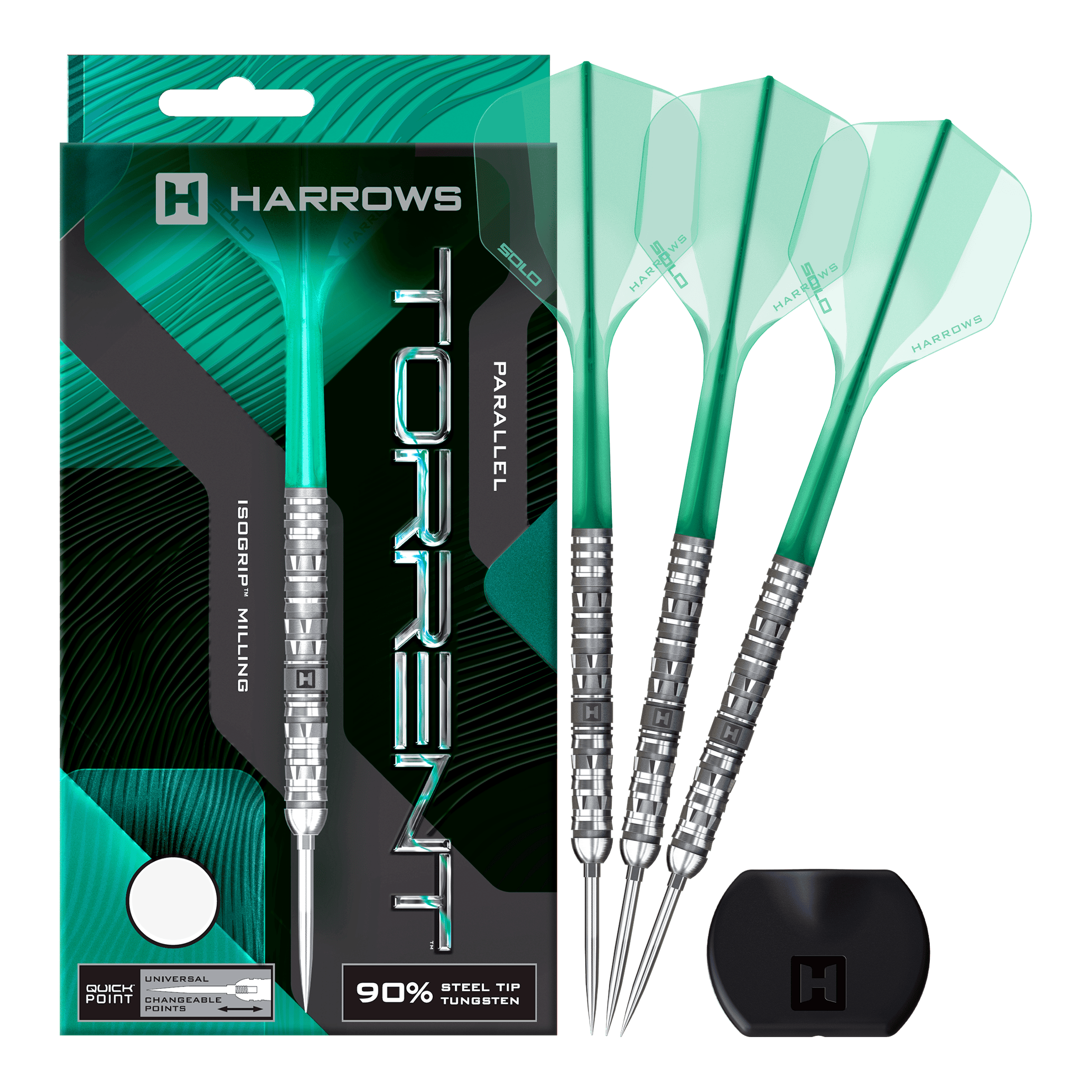 Steeldarts aus der Torrent Parallel QuickPoint Reihe sind zu sehen. Sie haben eine klassische Form.