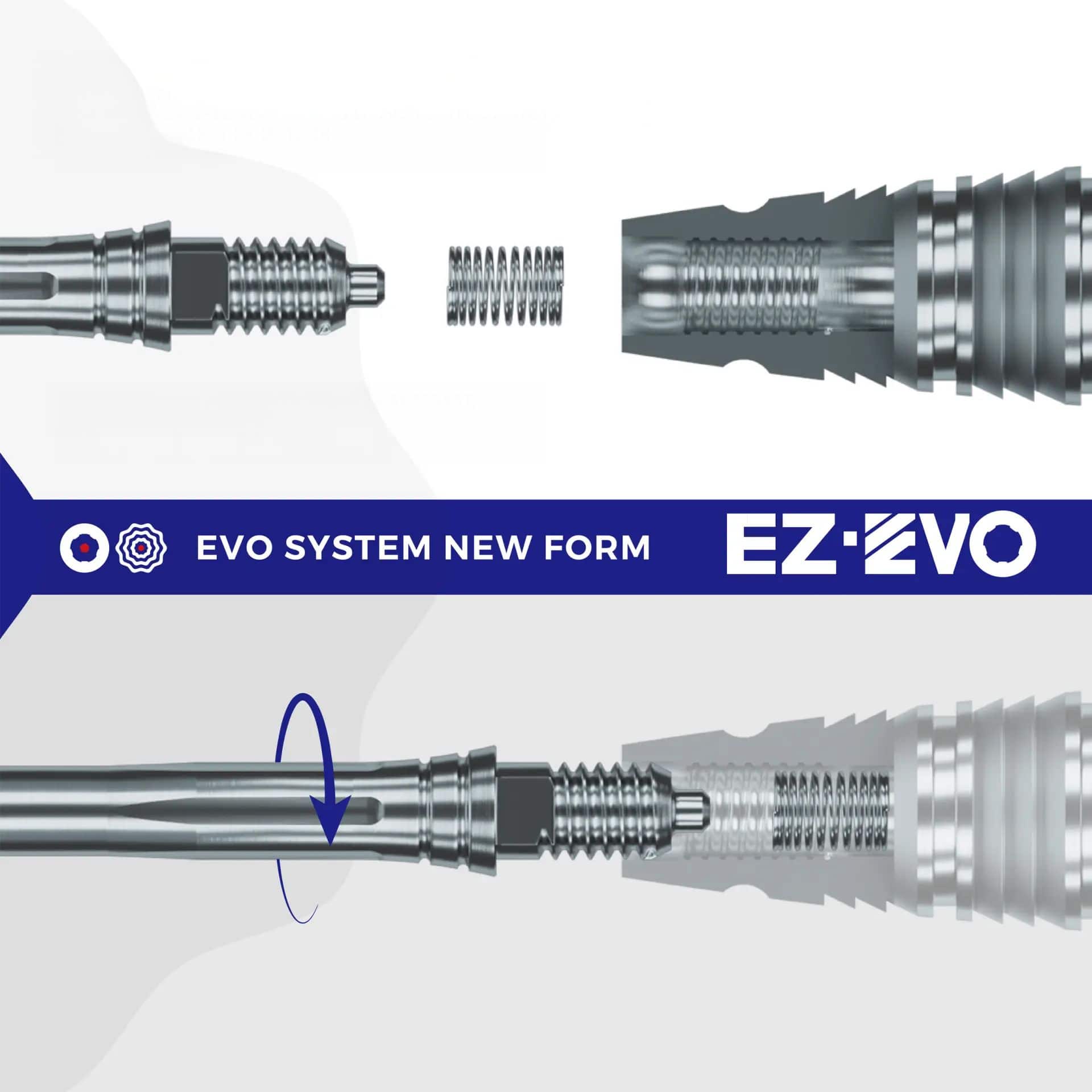 Caliburn EZ-EVO Dart Tips - Grooved - Black Abbildung des Caliburn EZ-EVO Systems. Das Bild zeigt Komponenten oder Zubehör des Systems.
