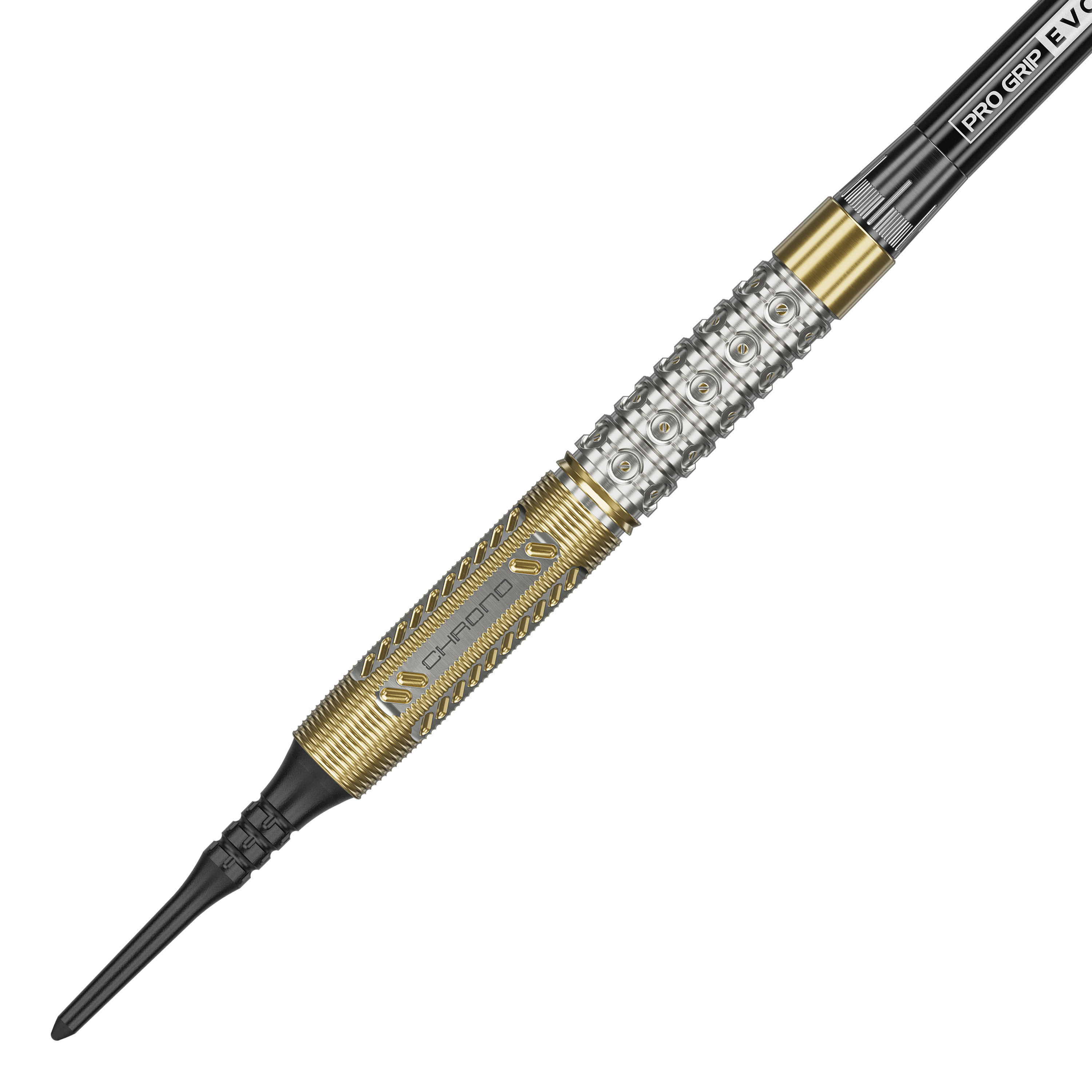Target Raymond Van Barneveld Chrono 95 soft darts Der Target Raymond Van Barneveld Chrono 95 Softdart hat ein auffälliges silber-goldenes Design. Das Barrel ist mit feinen Gravuren und dem Schriftzug "CHRONO" versehen.