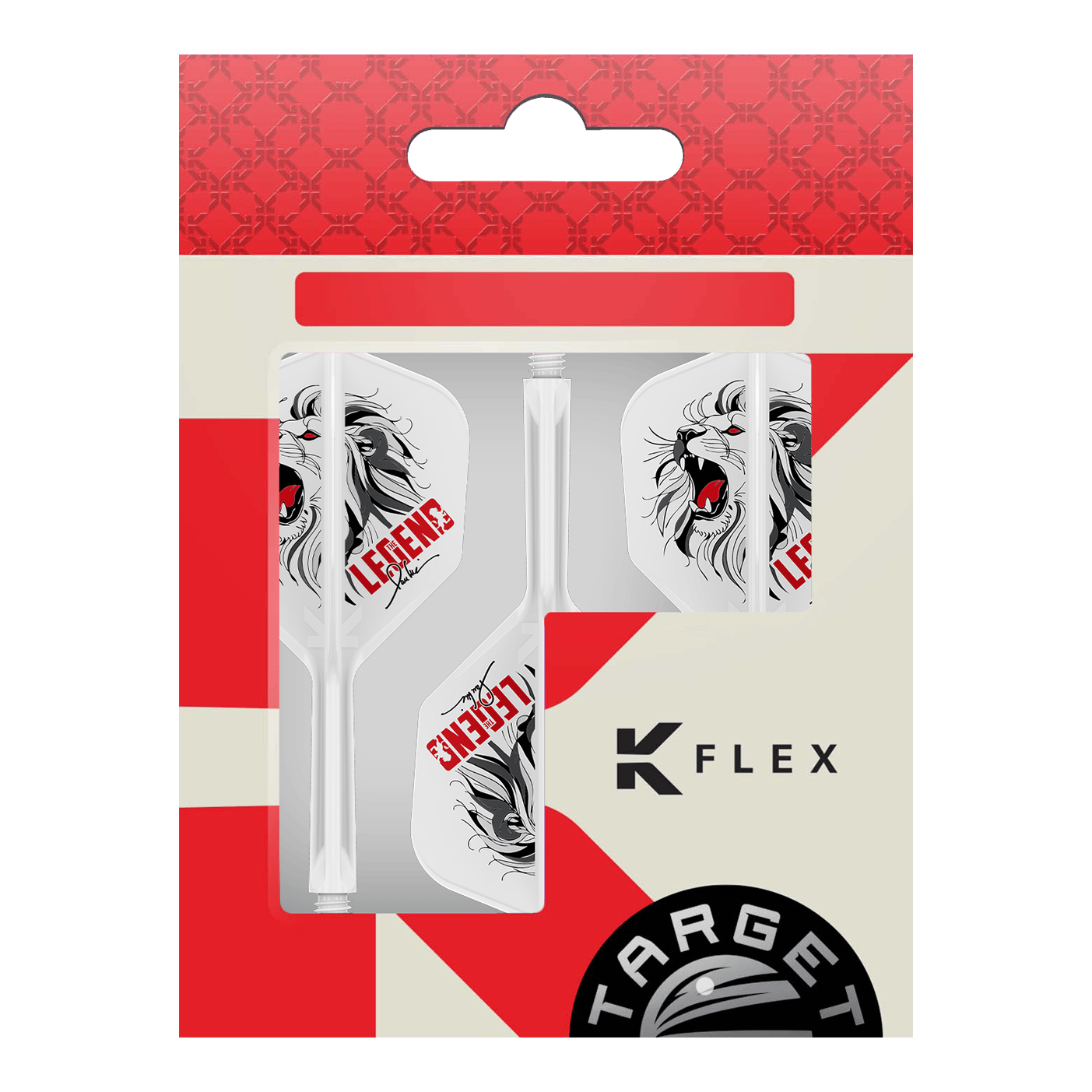 Abgebildet sind die Target Japan K-Flex Paul Lim The Legend Printed No6 Flights. Die Flights haben ein markantes Design und sind für das Dartspiel geeignet.