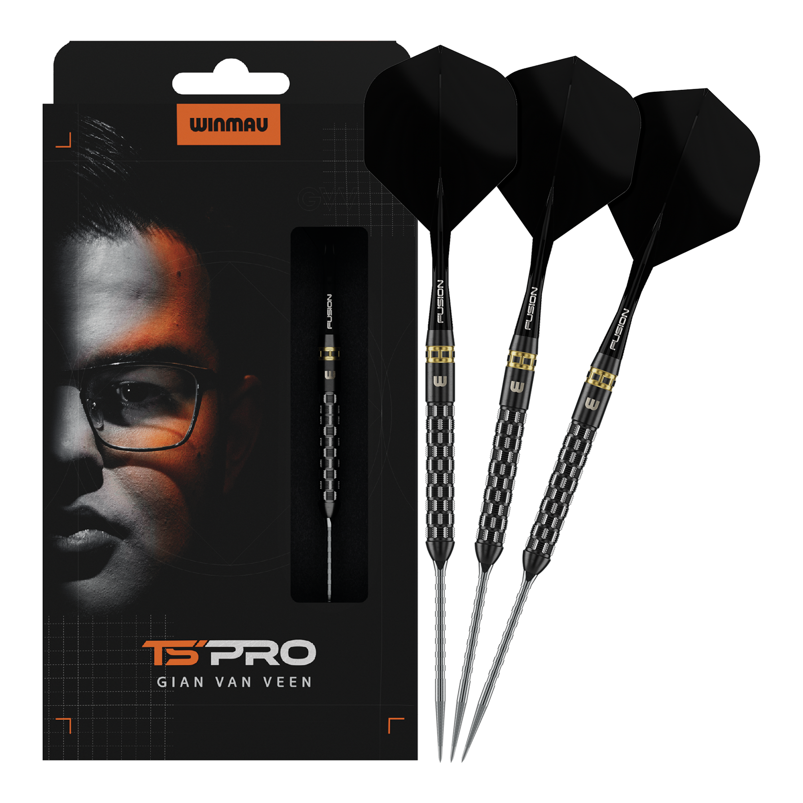 Winmau Gian Van Veen TS-PRO Switch Point Steeldarts Abgebildet sind Winmau Gian Van Veen TS-PRO Switch Point Steeldarts in voller Länge. Die Darts stechen durch ihre Form hervor.