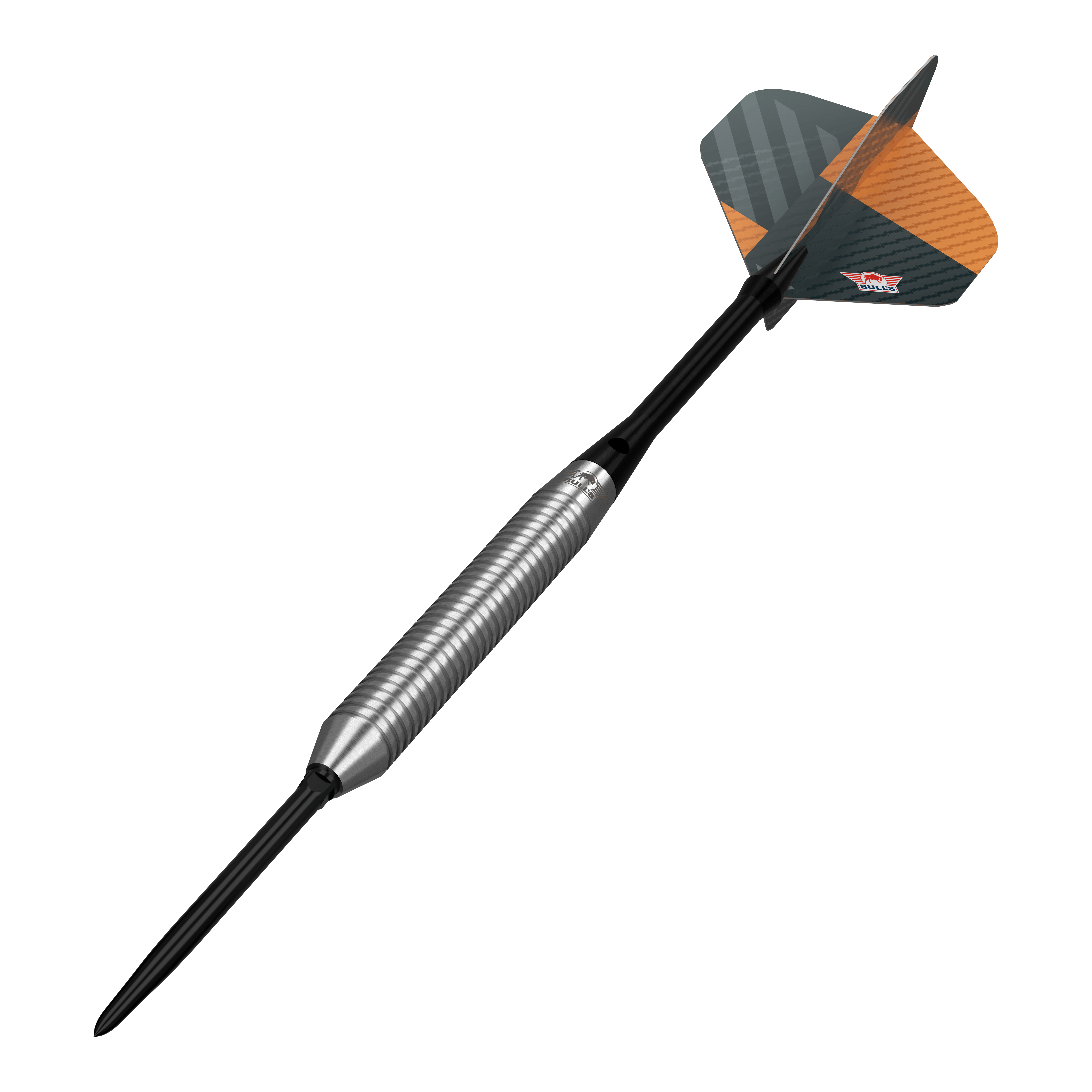Bulls NL Volt Orange Convertible Point Steel Darts Das Bild zeigt Bulls NL Volt Orange Convertible Point Steeldarts. Aufgrund des Orangedesigns wirken die Darts auffällig.
